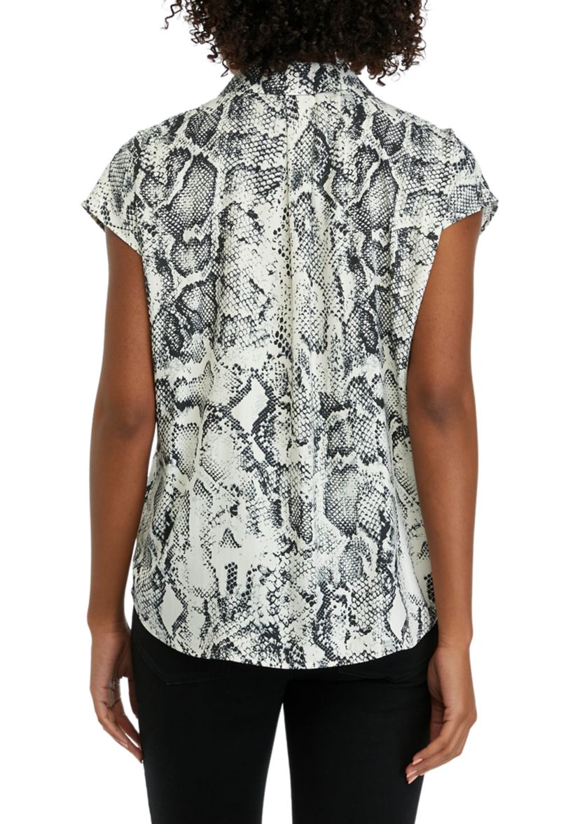 Womens Printed Short Sleeve Camp Shirt