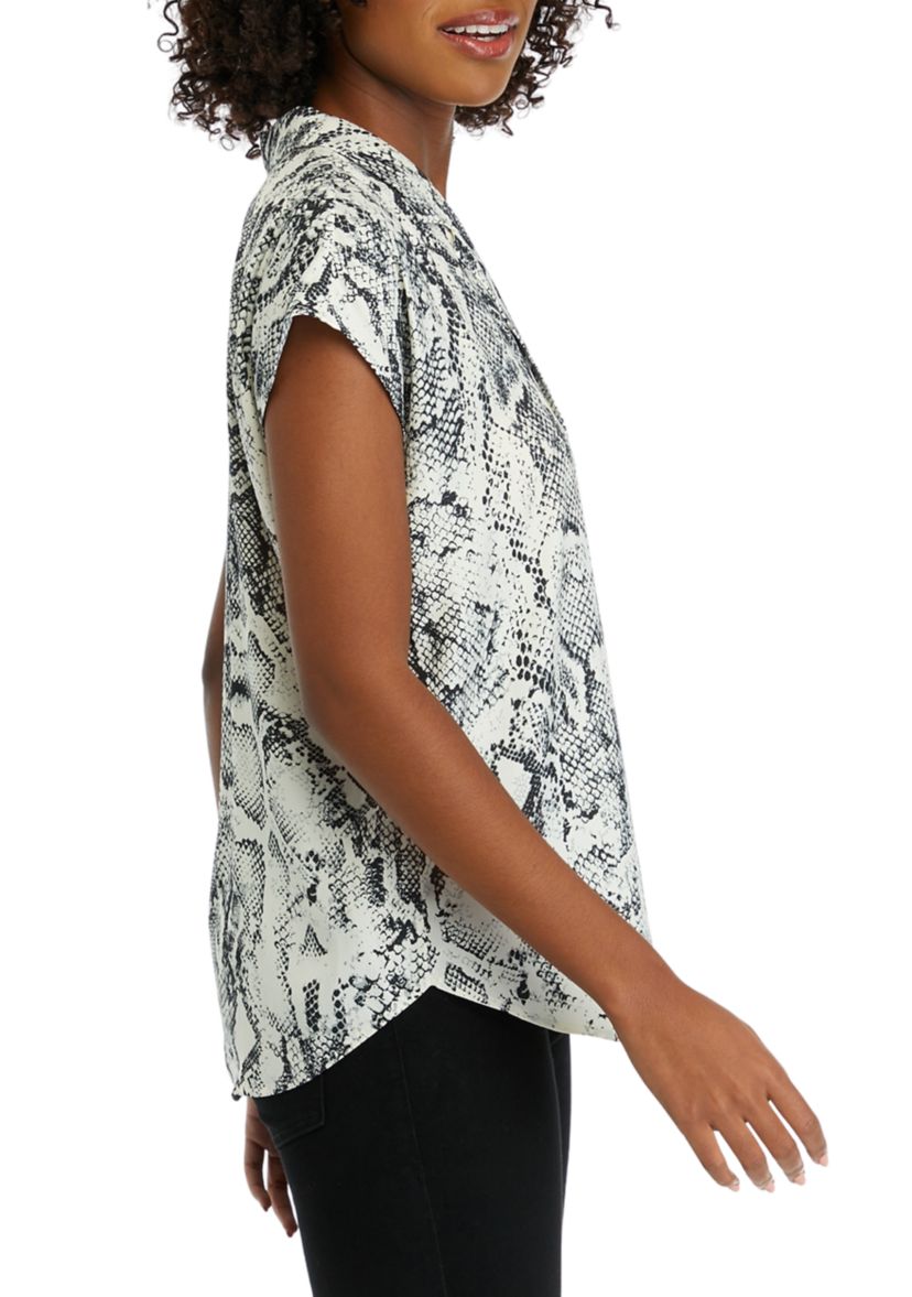 Womens Printed Short Sleeve Camp Shirt