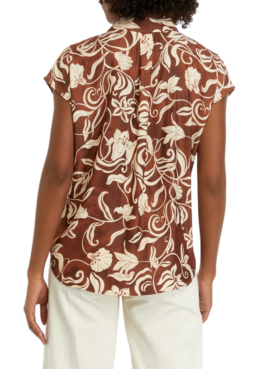 Womens Short Sleeve Printed Camp Shirt