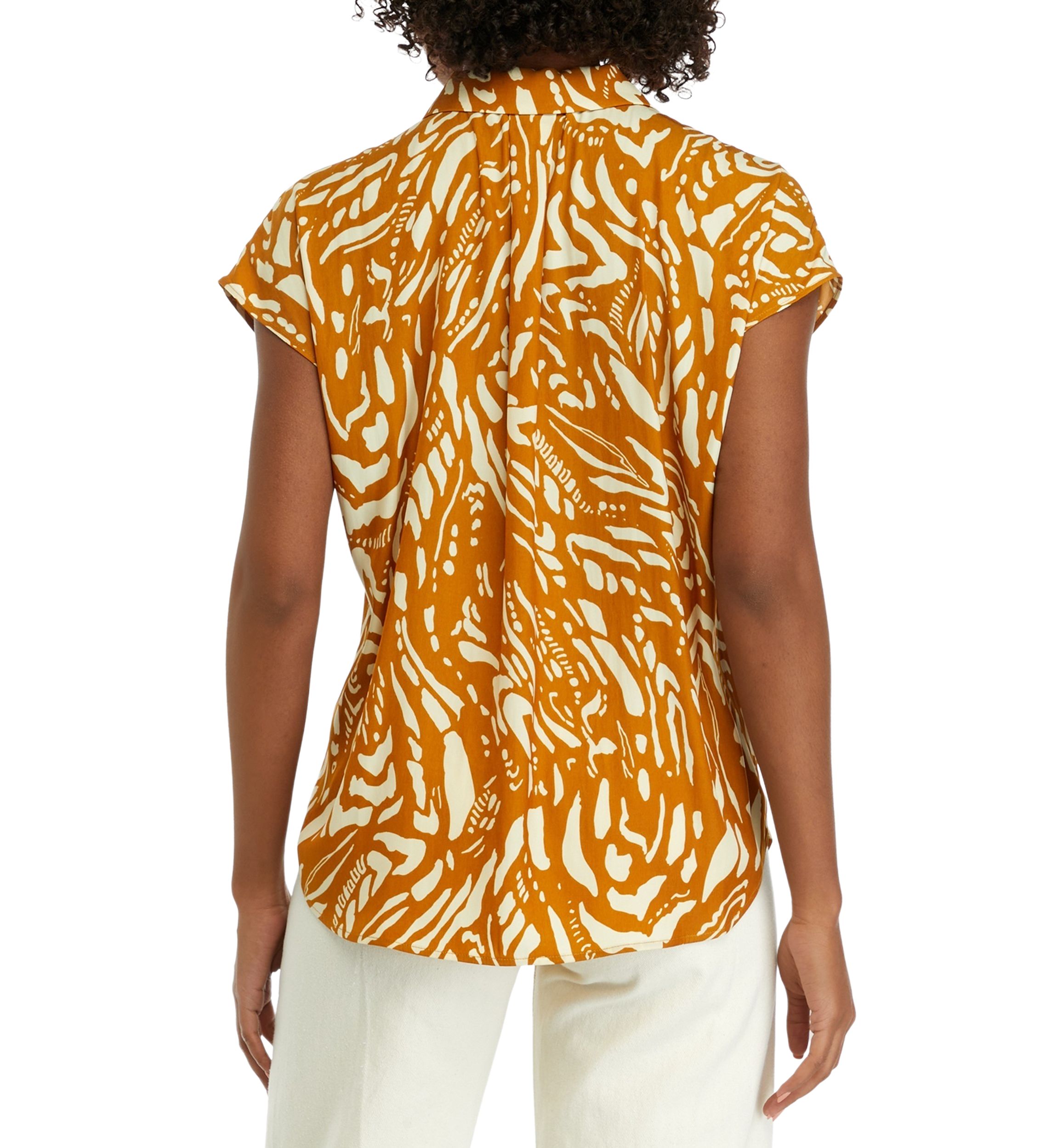 Womens Short Sleeve Printed Camp Shirt