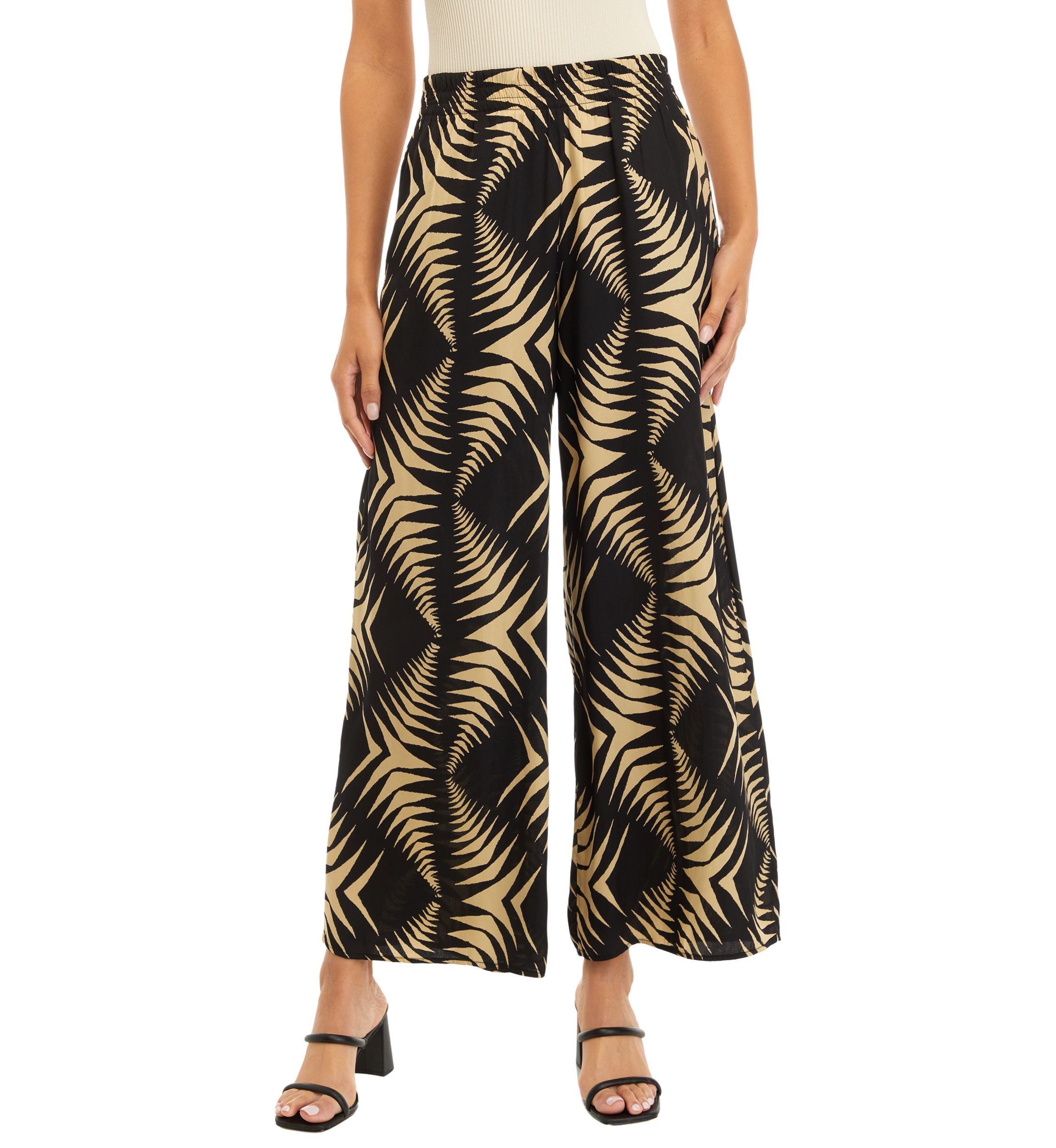 Womens Printed Wide Leg Pants