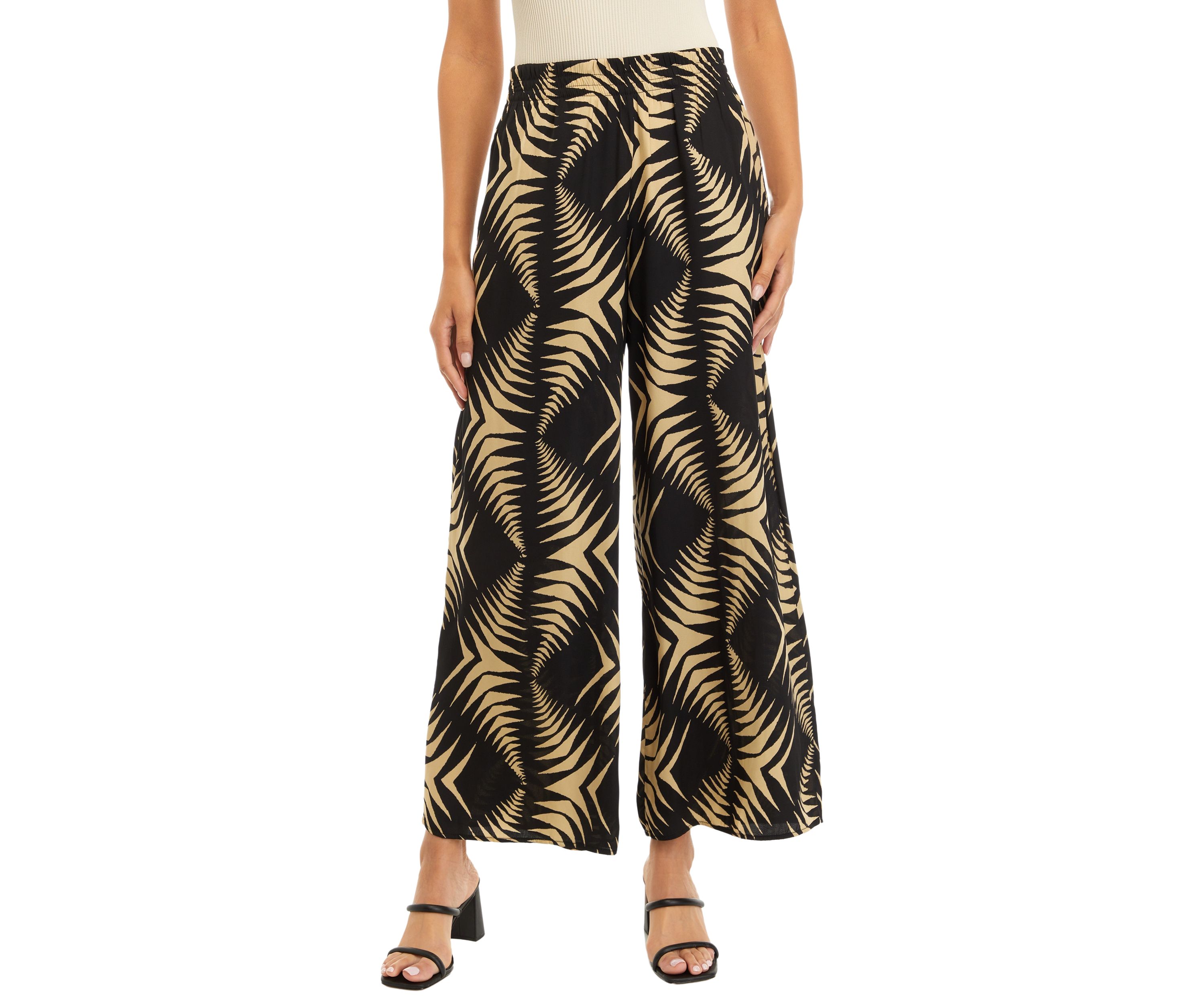 Womens Printed Wide Leg Pants