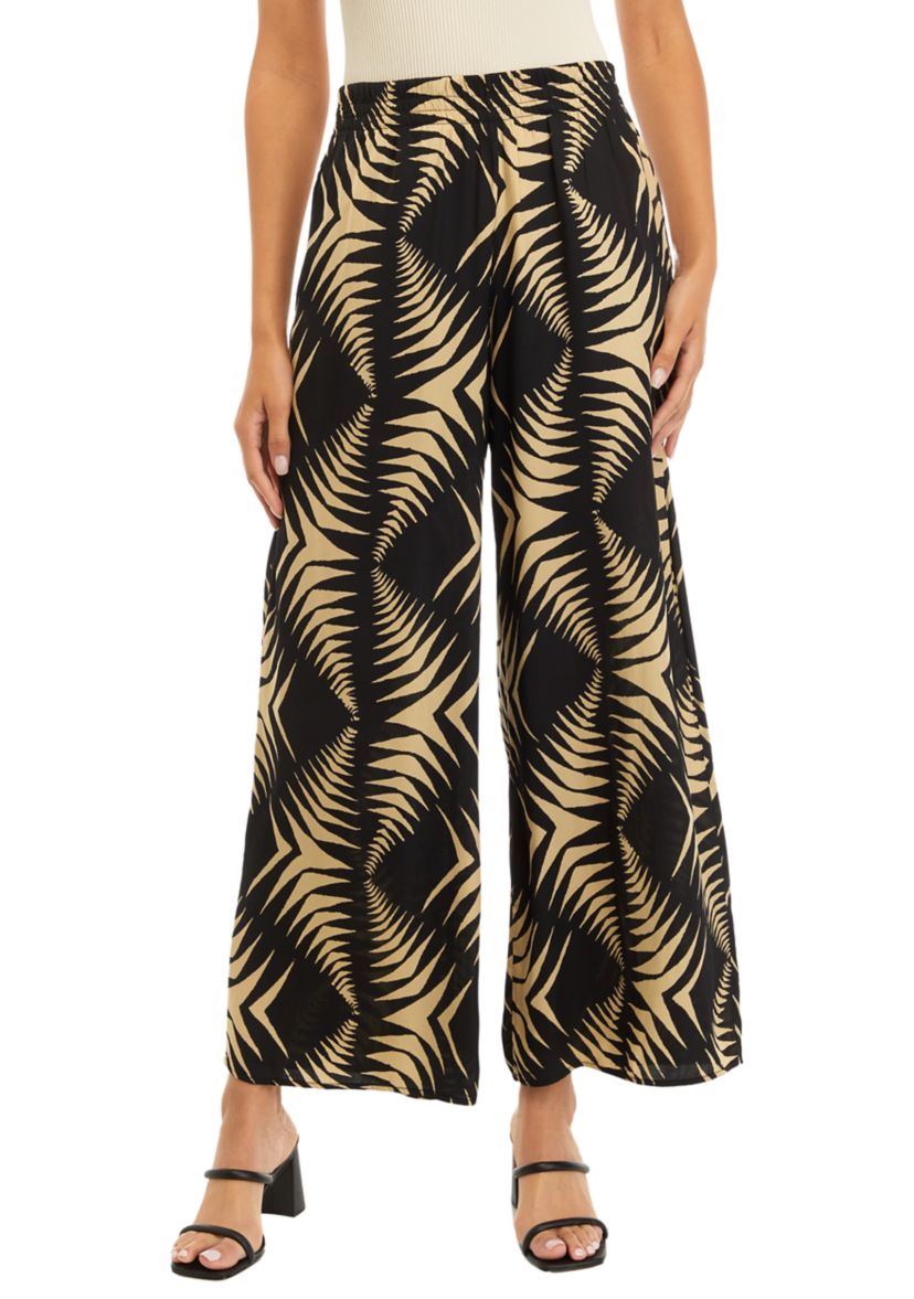 Womens Printed Wide Leg Pants