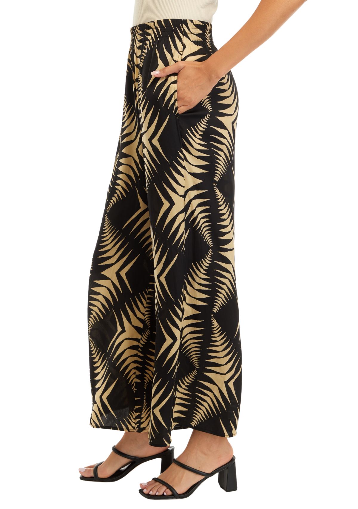 Womens Printed Wide Leg Pants