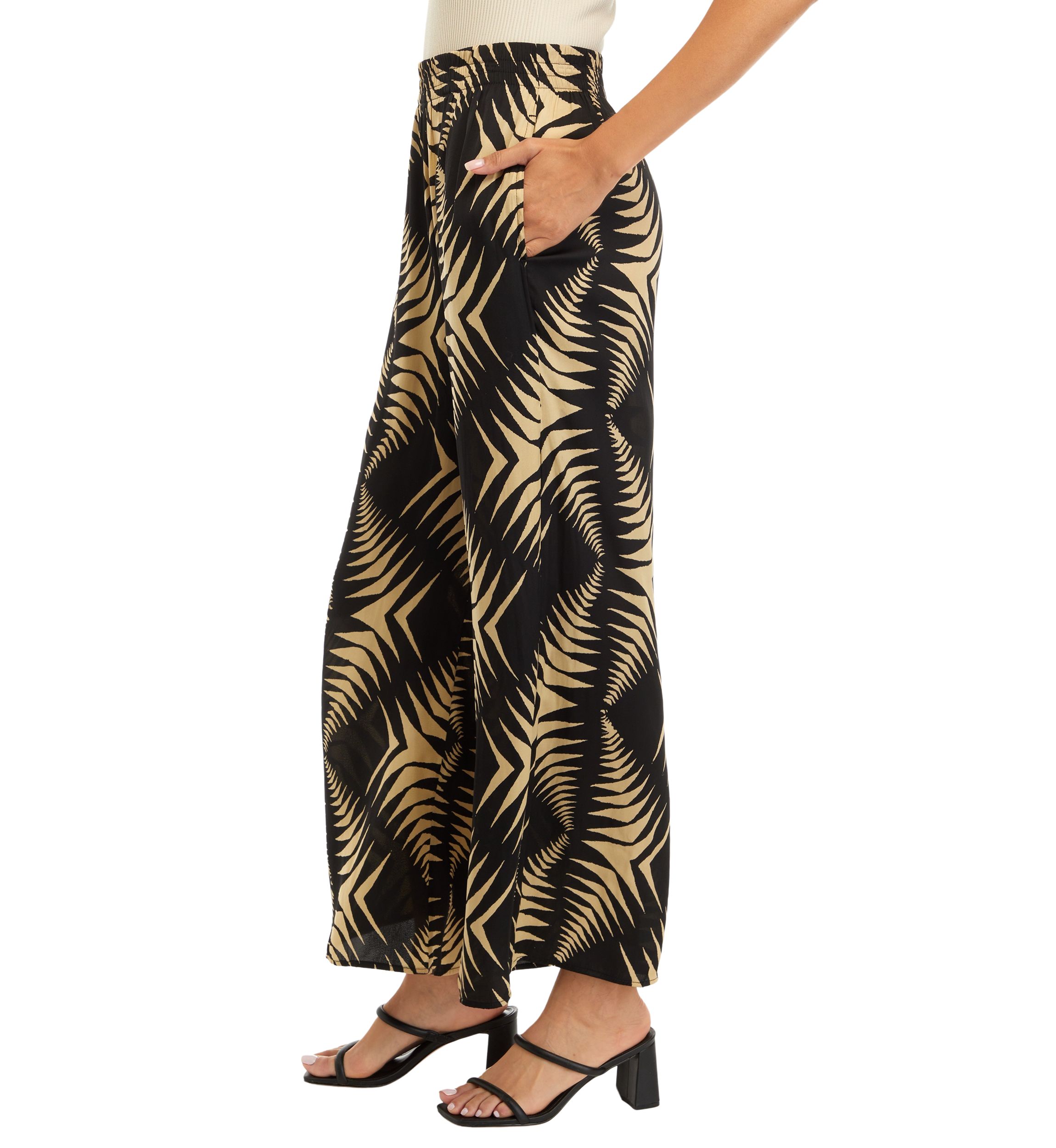 Womens Printed Wide Leg Pants