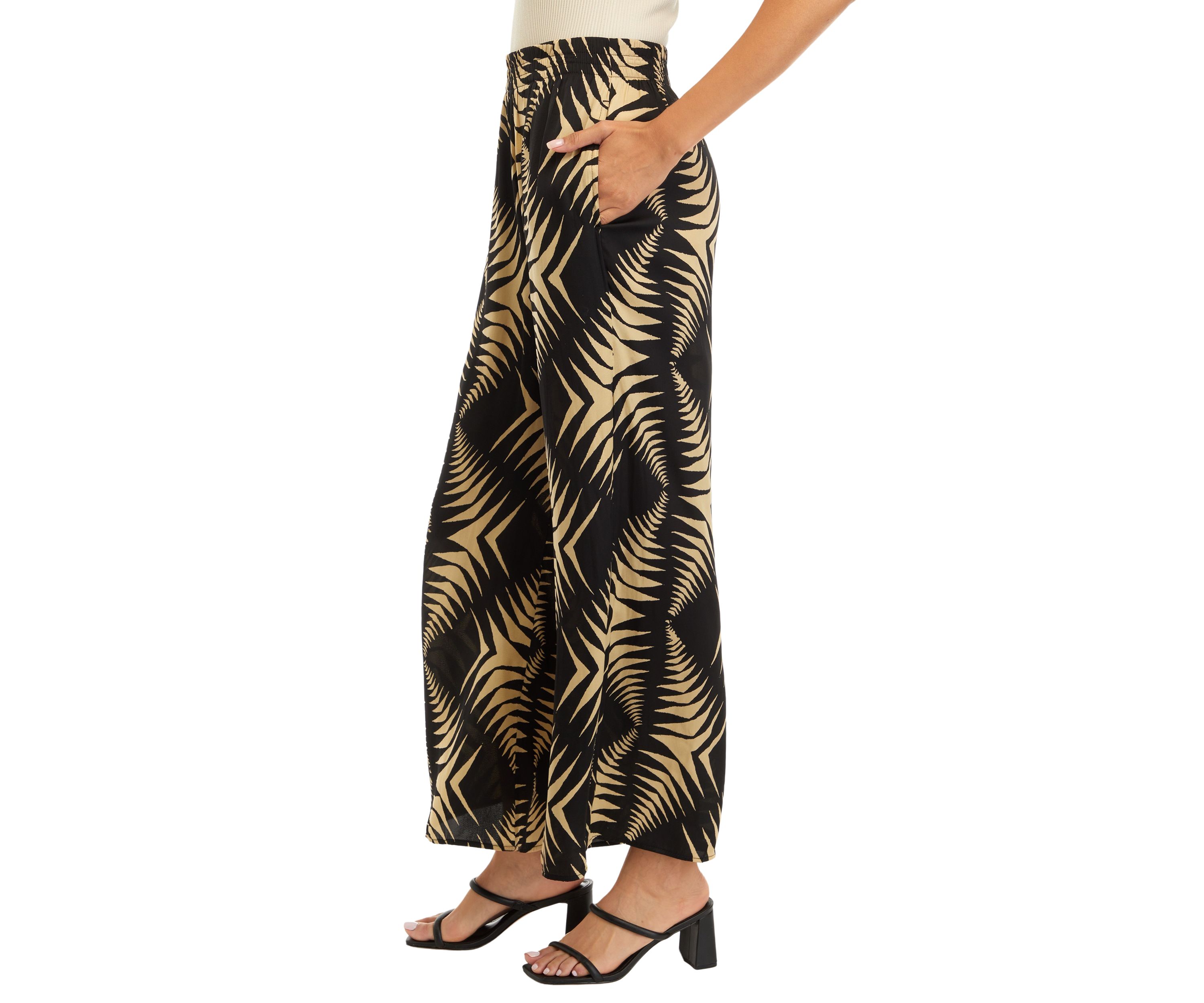Womens Printed Wide Leg Pants
