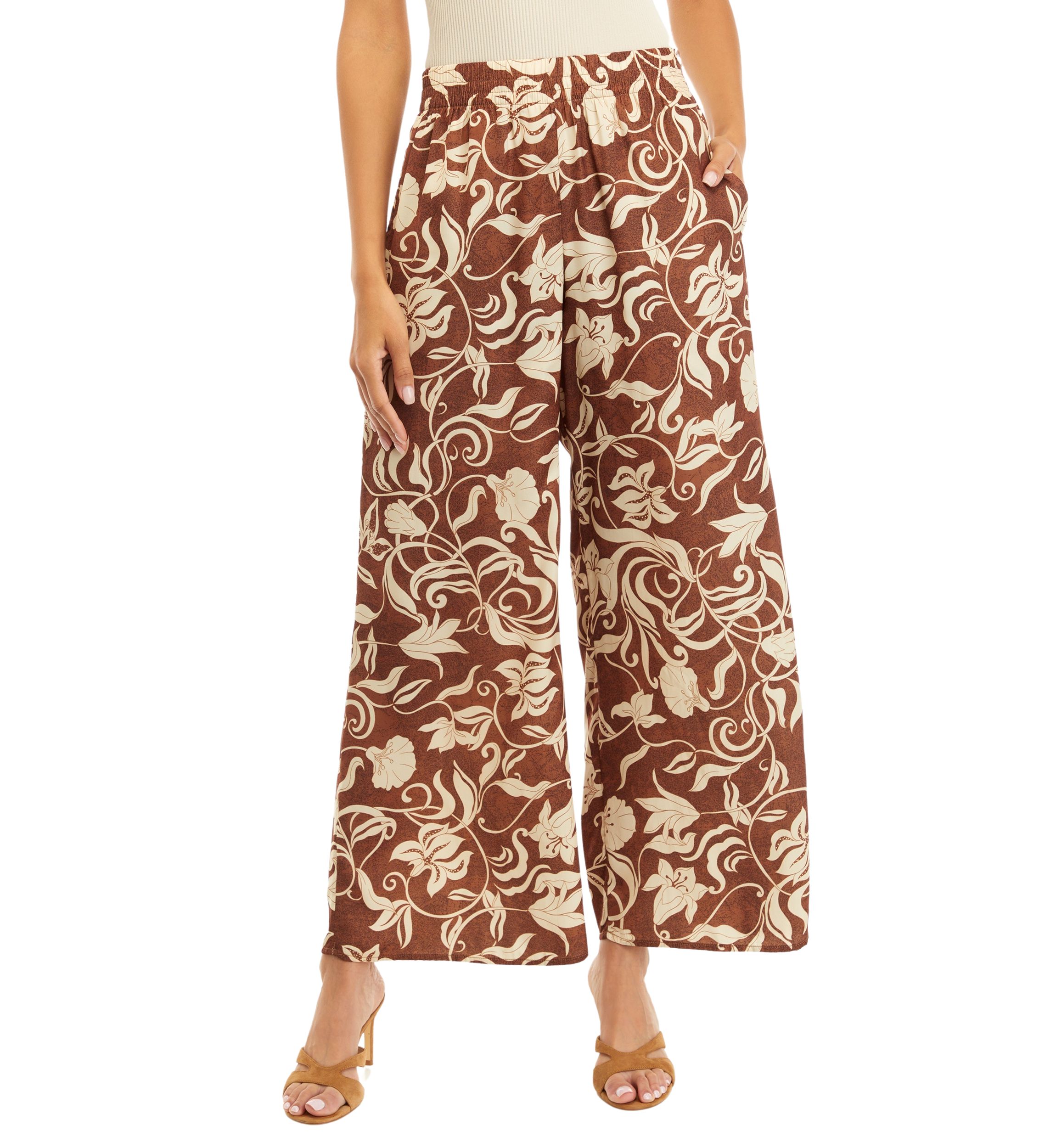 Womens Printed Wide Leg Pants