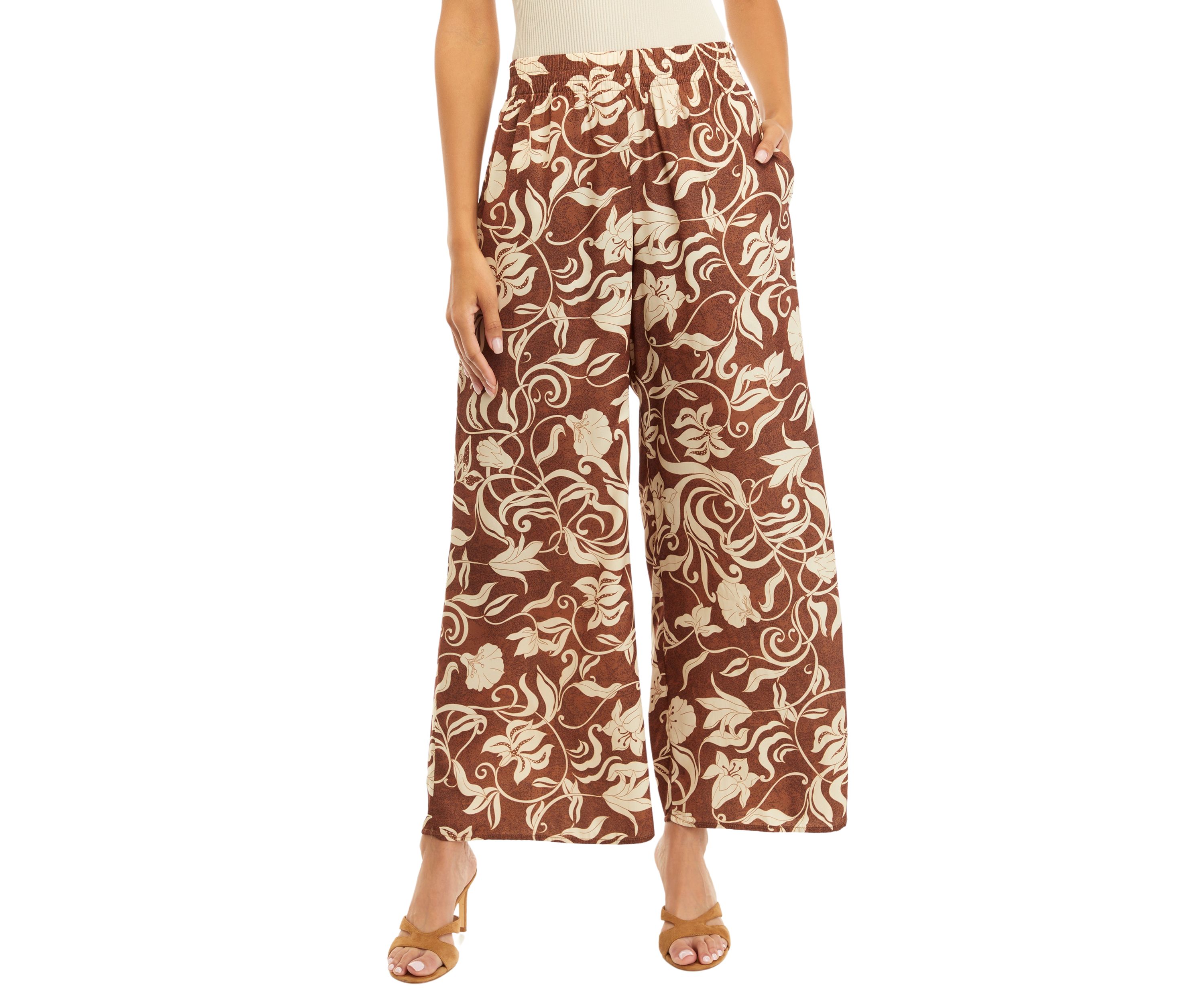 Womens Printed Wide Leg Pants