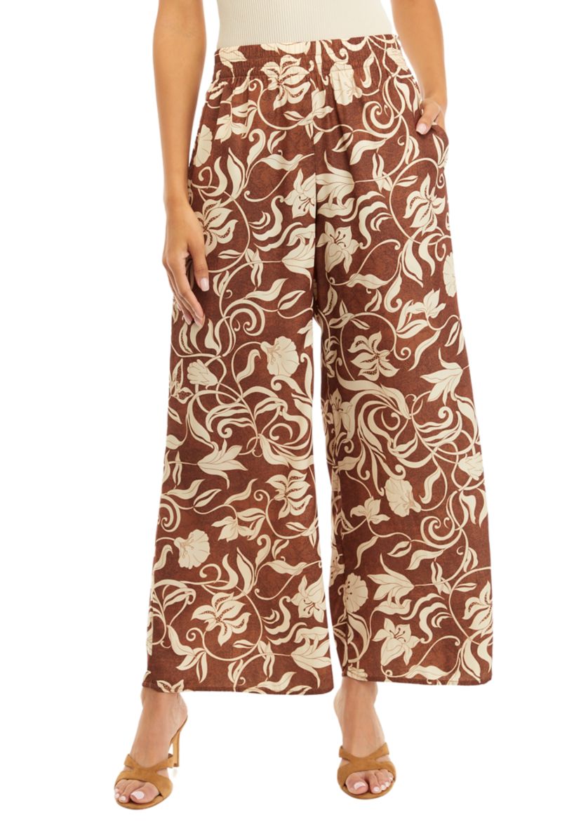 Womens Printed Wide Leg Pants