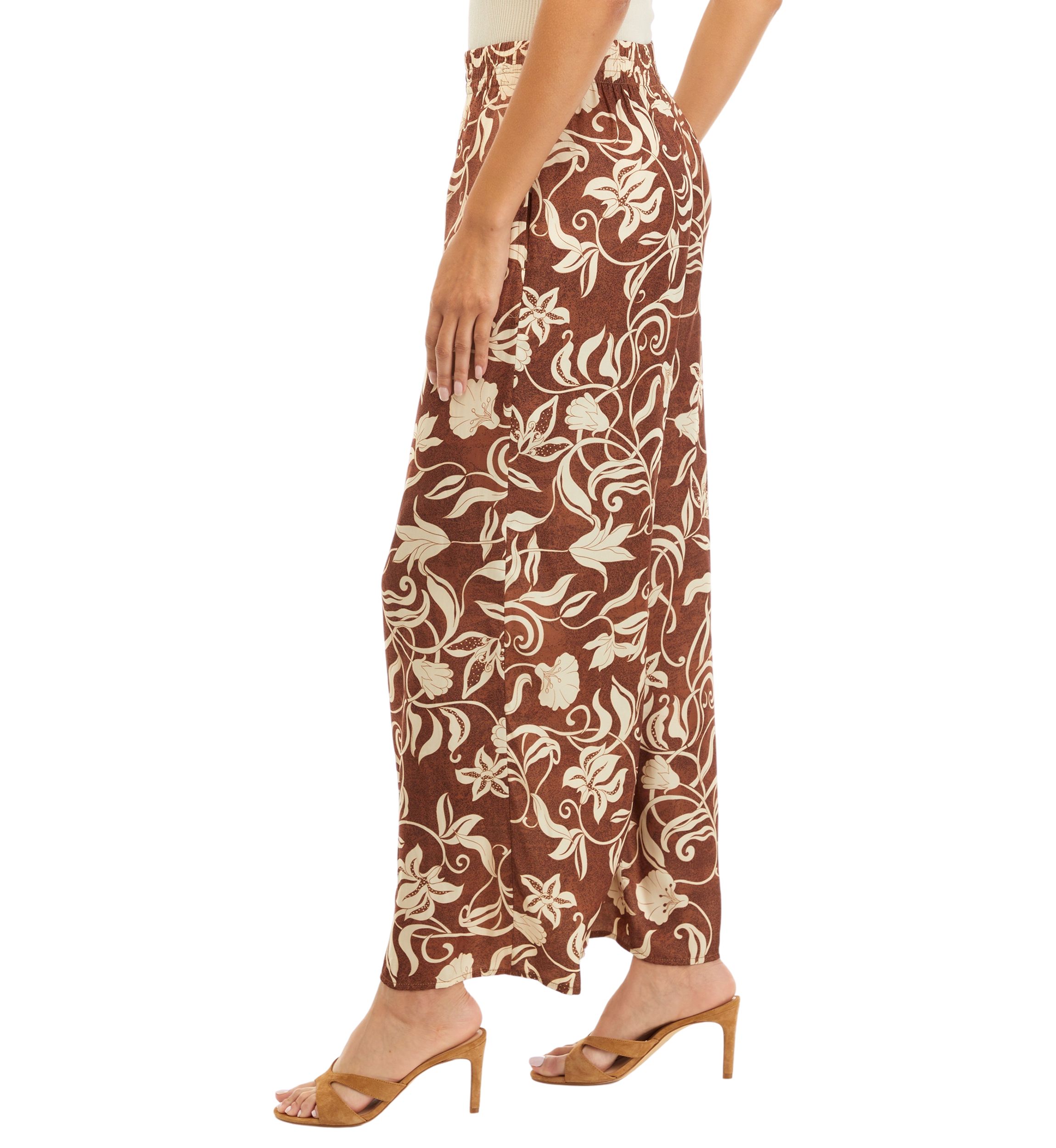 Womens Printed Wide Leg Pants