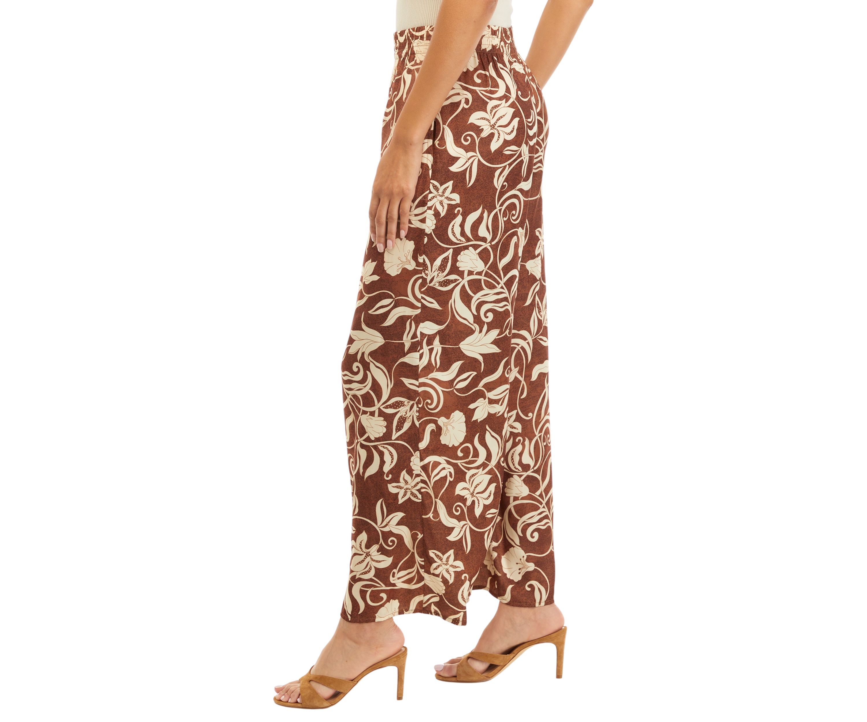 Womens Printed Wide Leg Pants