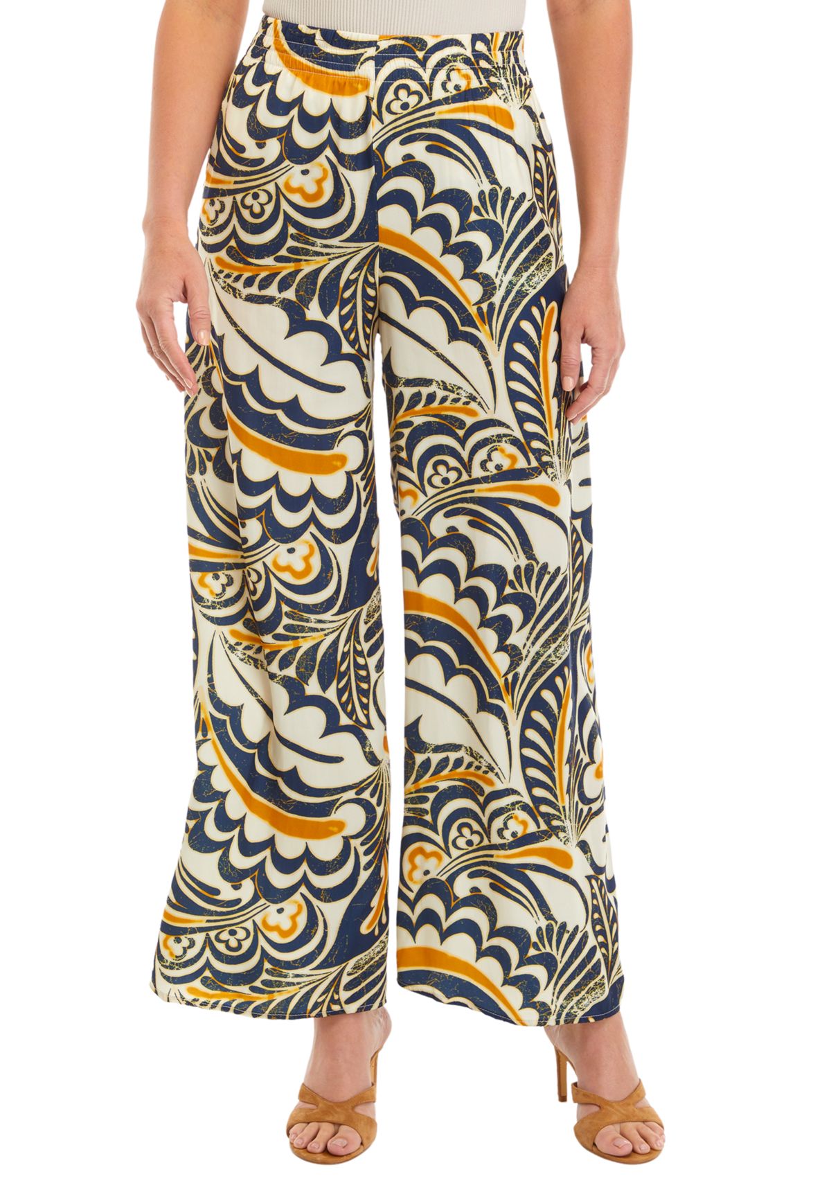Womens Printed Wide Leg Pants