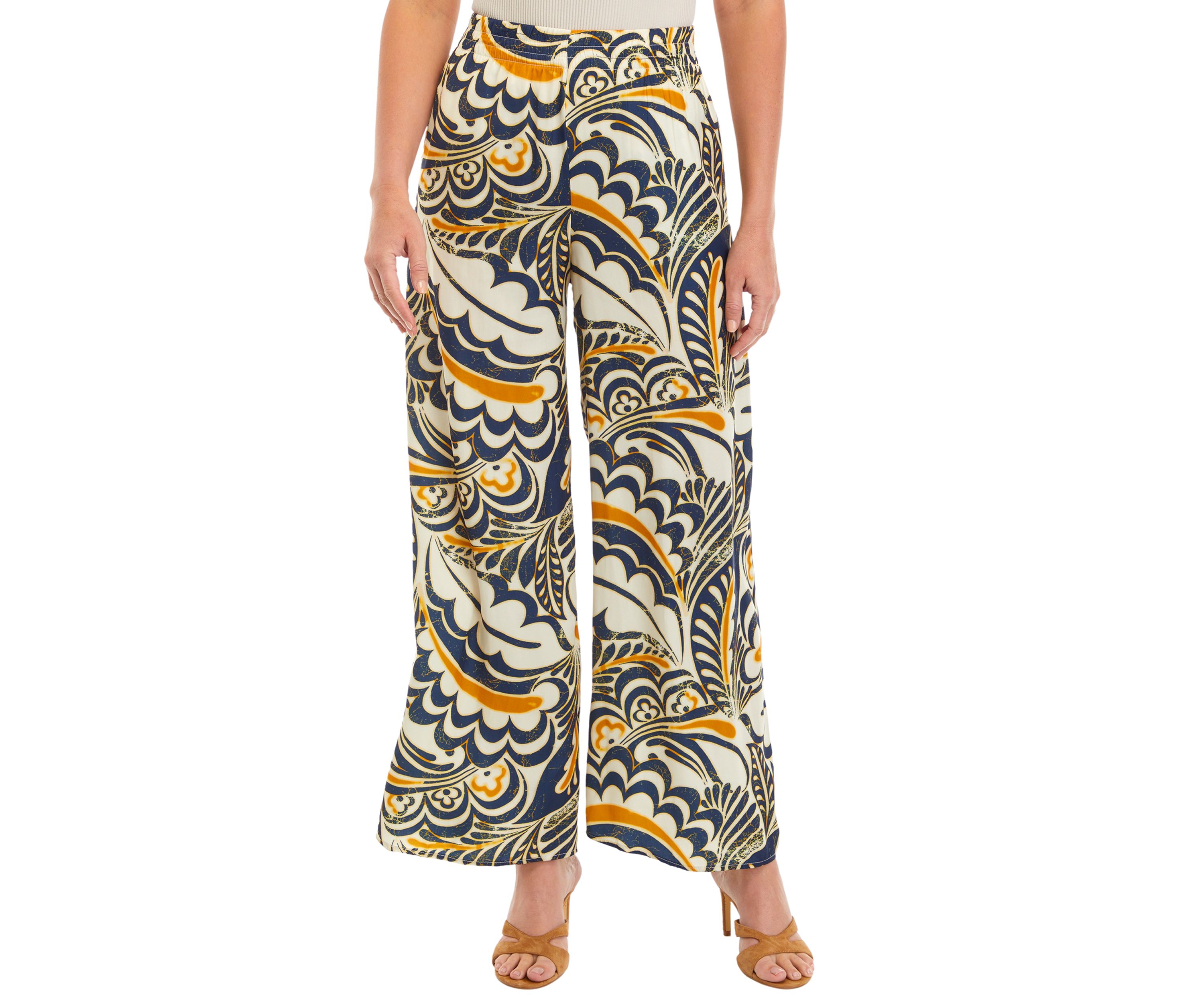 Womens Printed Wide Leg Pants