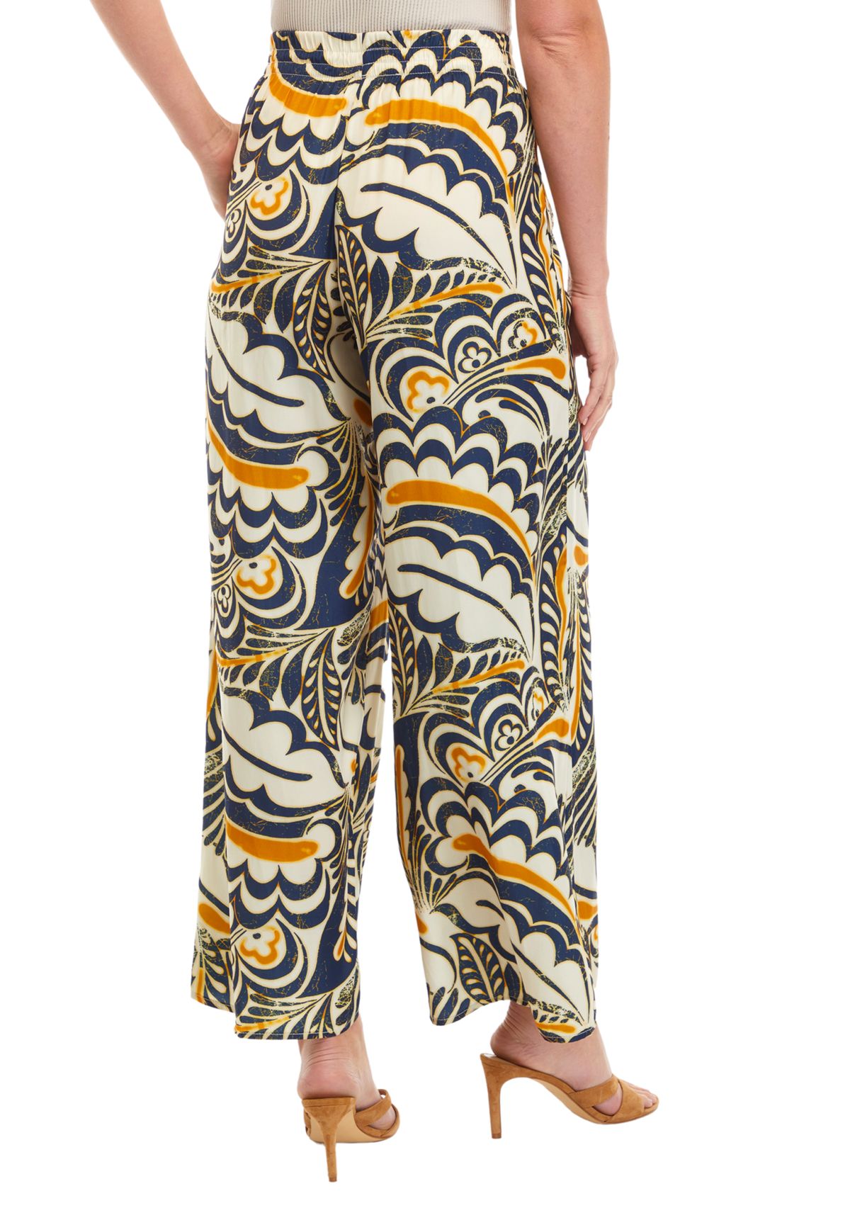 Womens Printed Wide Leg Pants