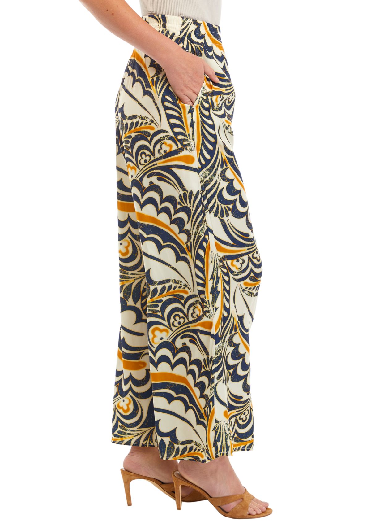 Womens Printed Wide Leg Pants