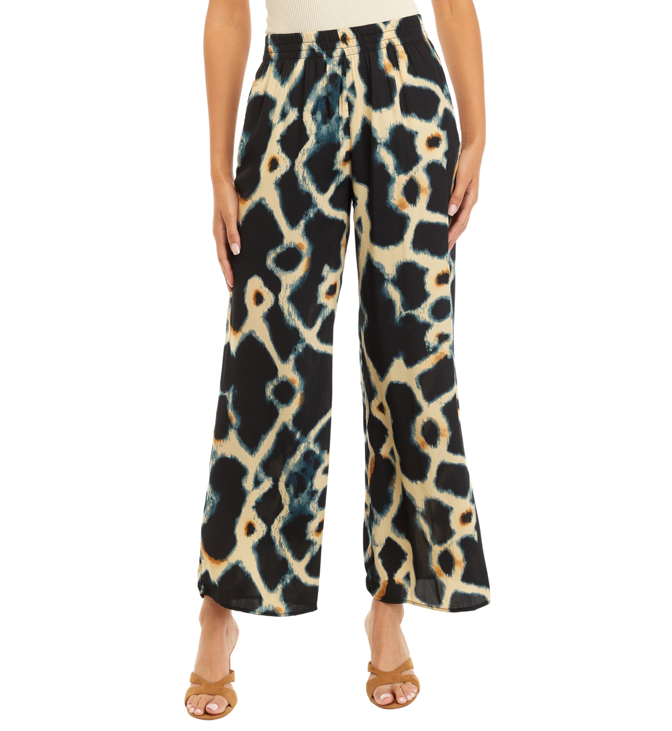 Womens Printed Wide Leg Pants