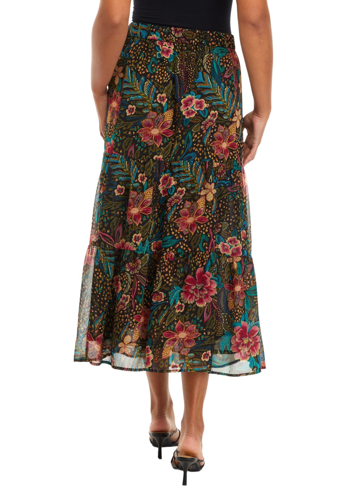 Womens Printed Midi Skirt 