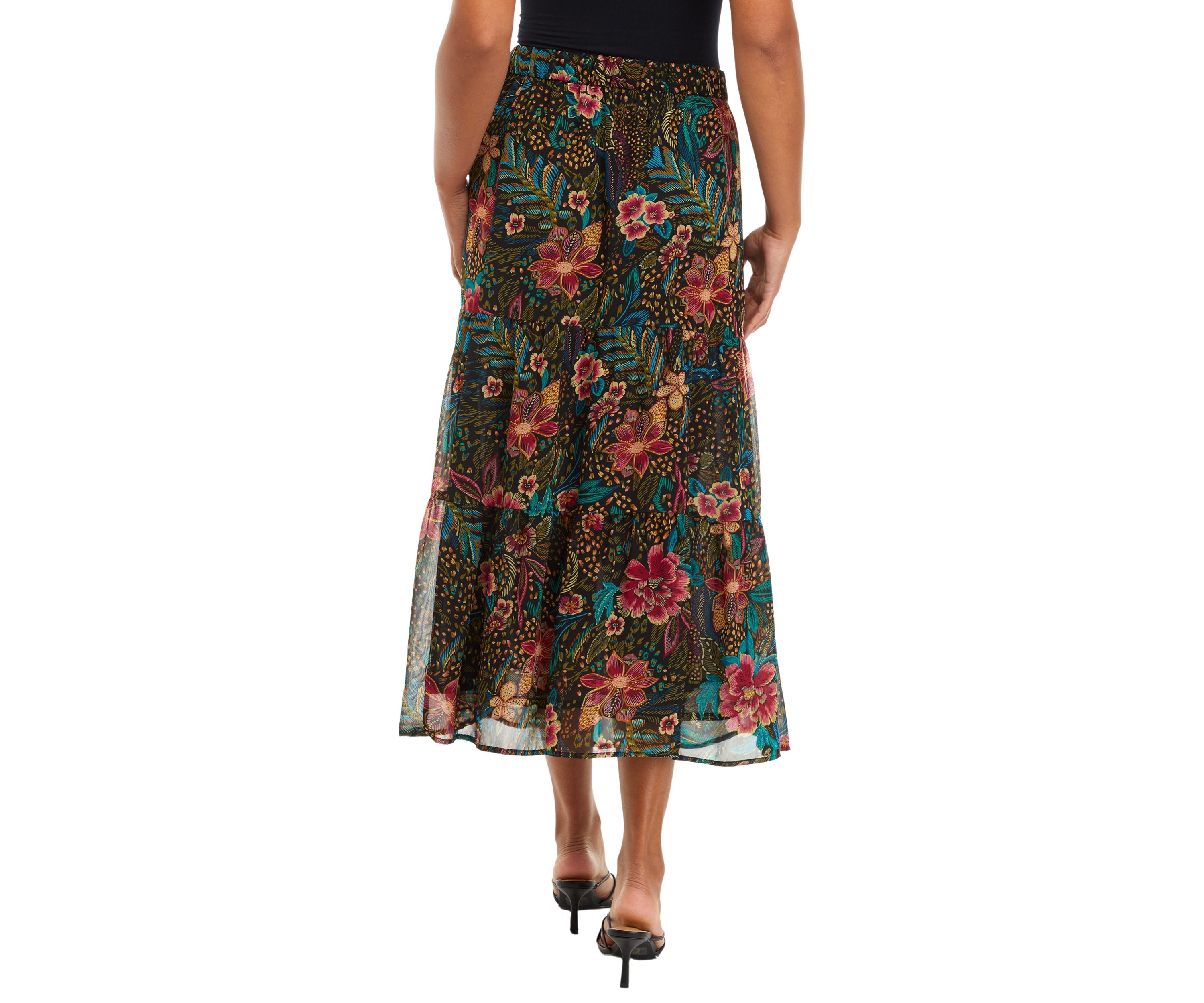 Womens Printed Midi Skirt 