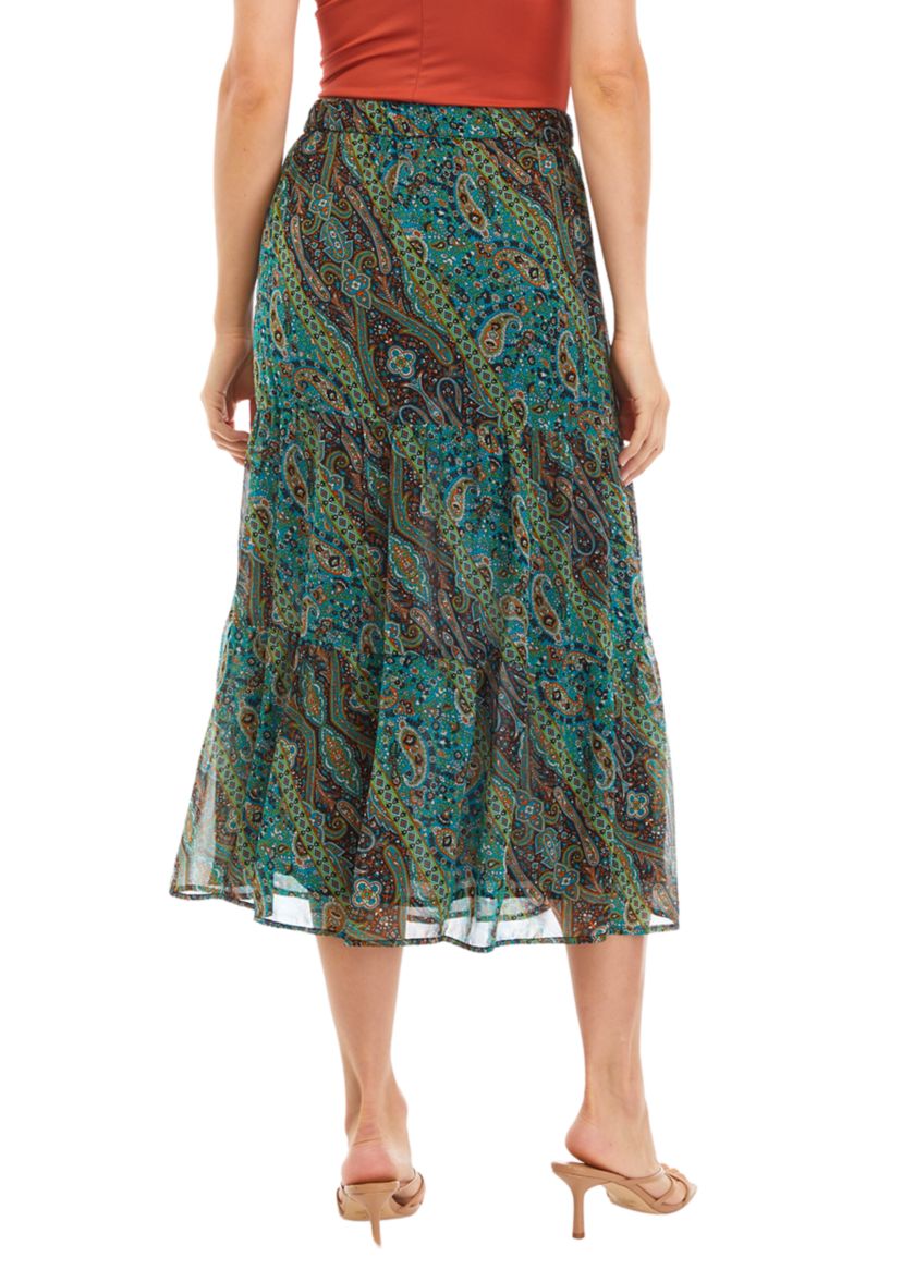 Womens Printed Midi Skirt 