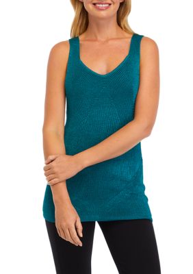 Chelsea & Theodore Women's Solid Sweater Tank Top, Teal, Small