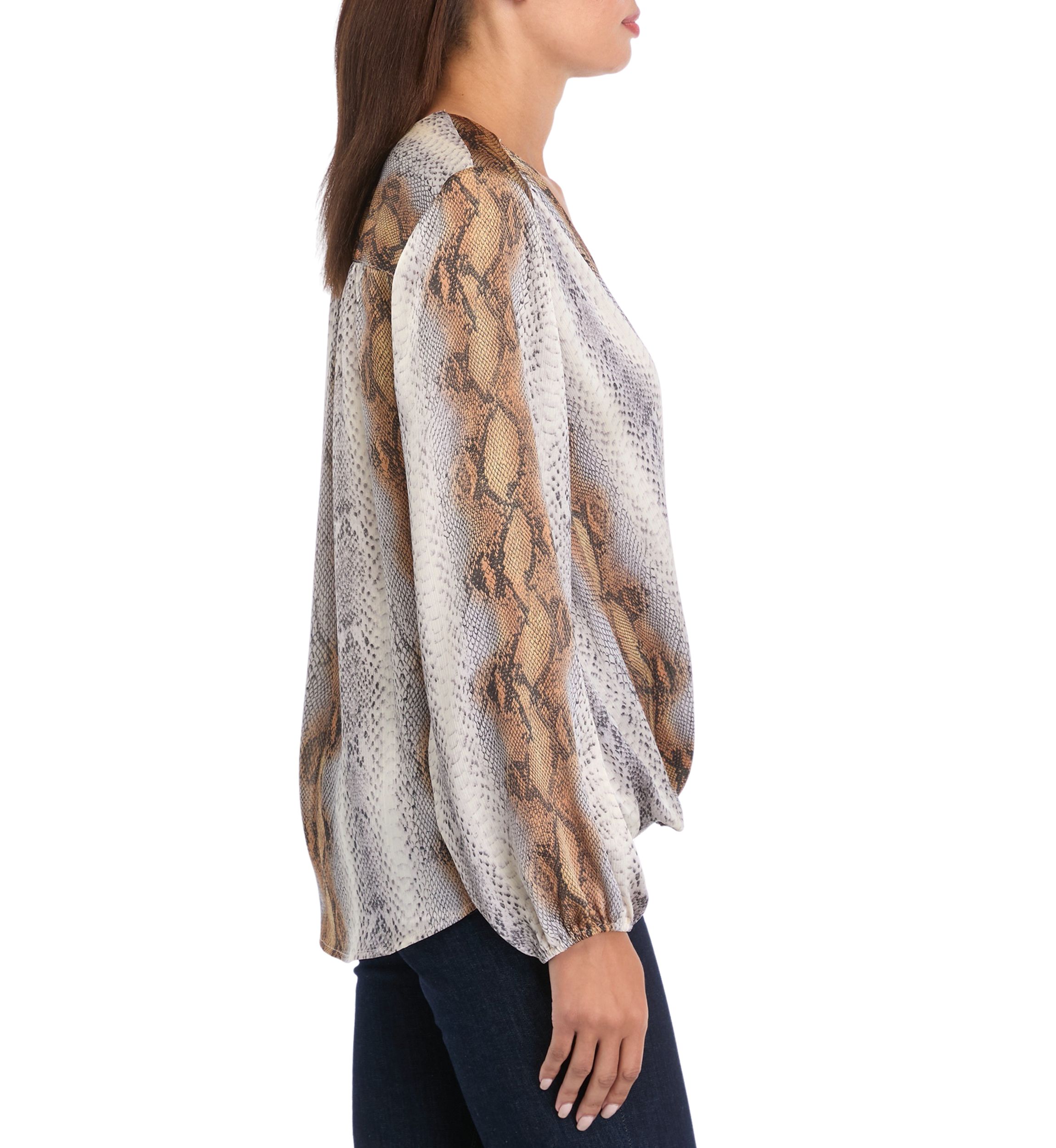 Womens Long Sleeve Snakeskin Wrap Blouse