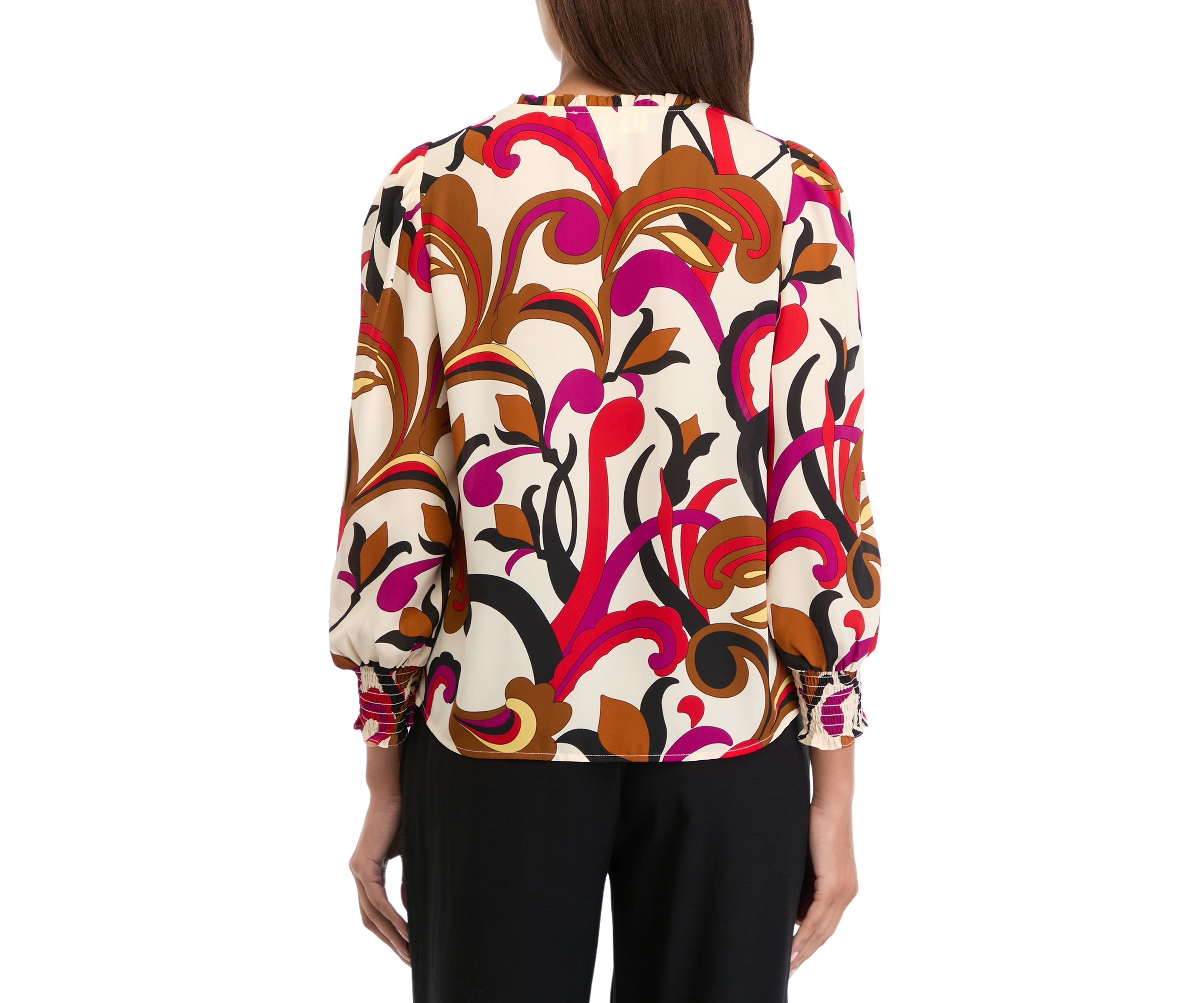 Womens Long Sleeve Printed Blouse