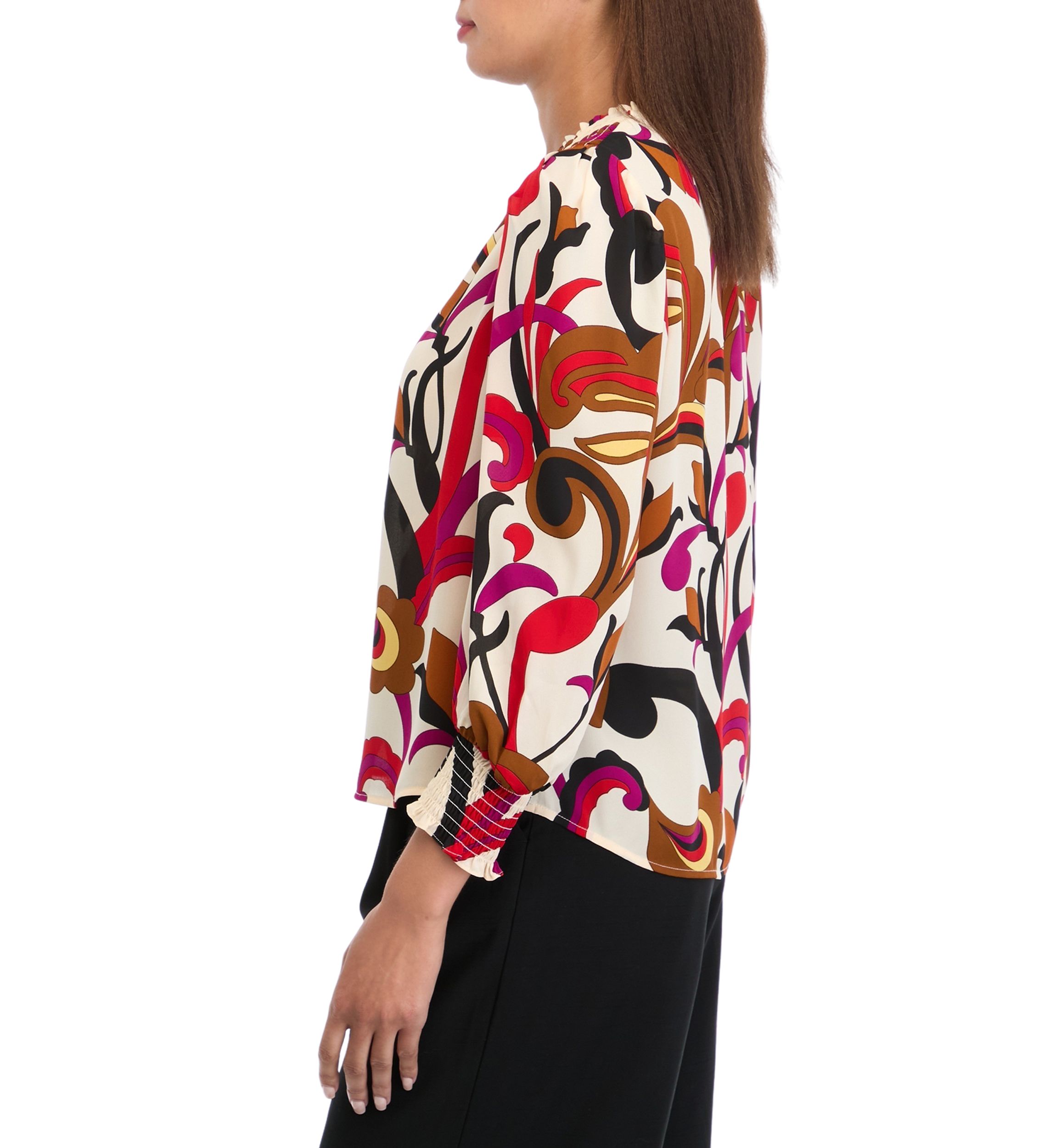 Womens Long Sleeve Printed Blouse
