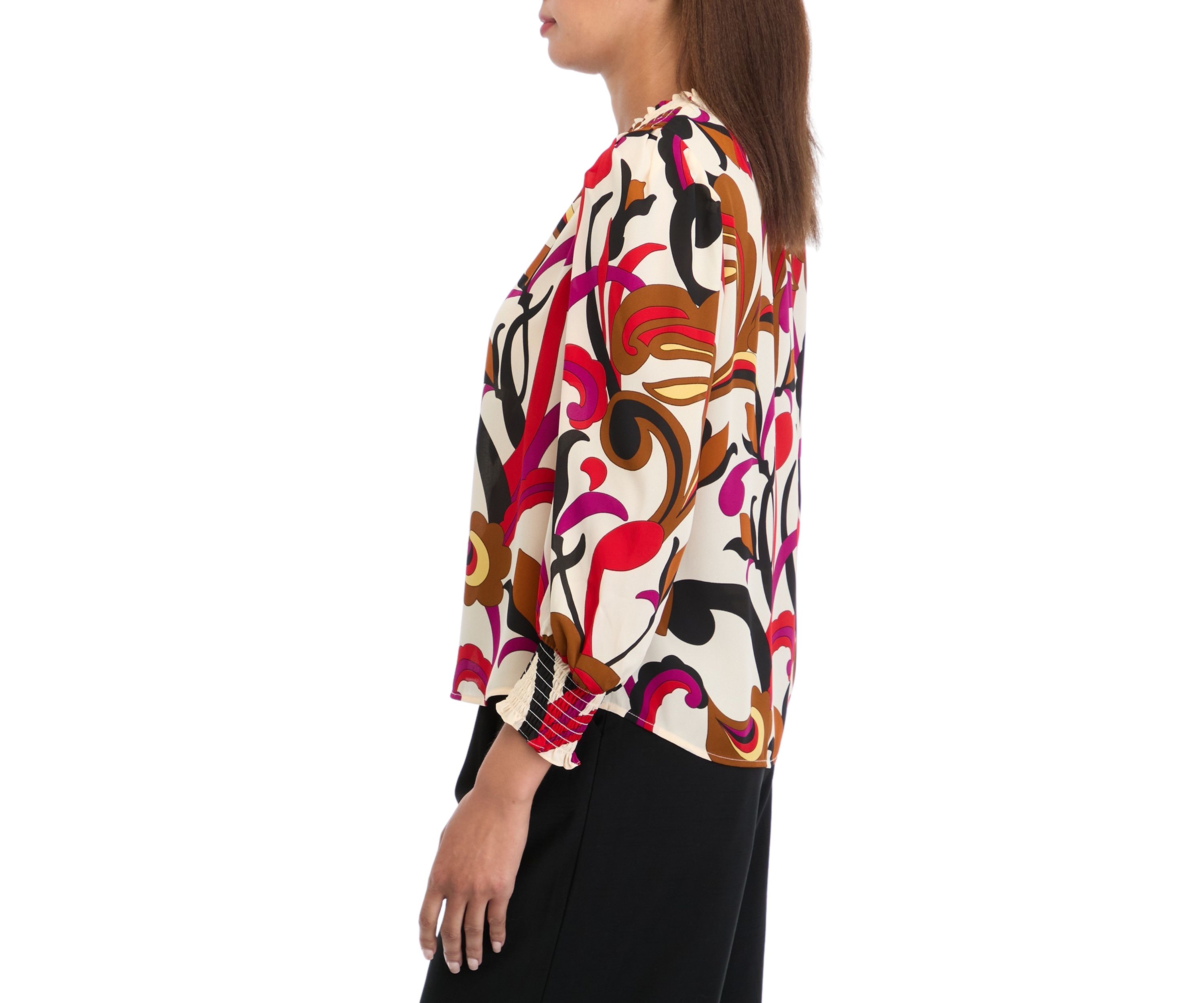 Womens Long Sleeve Printed Blouse
