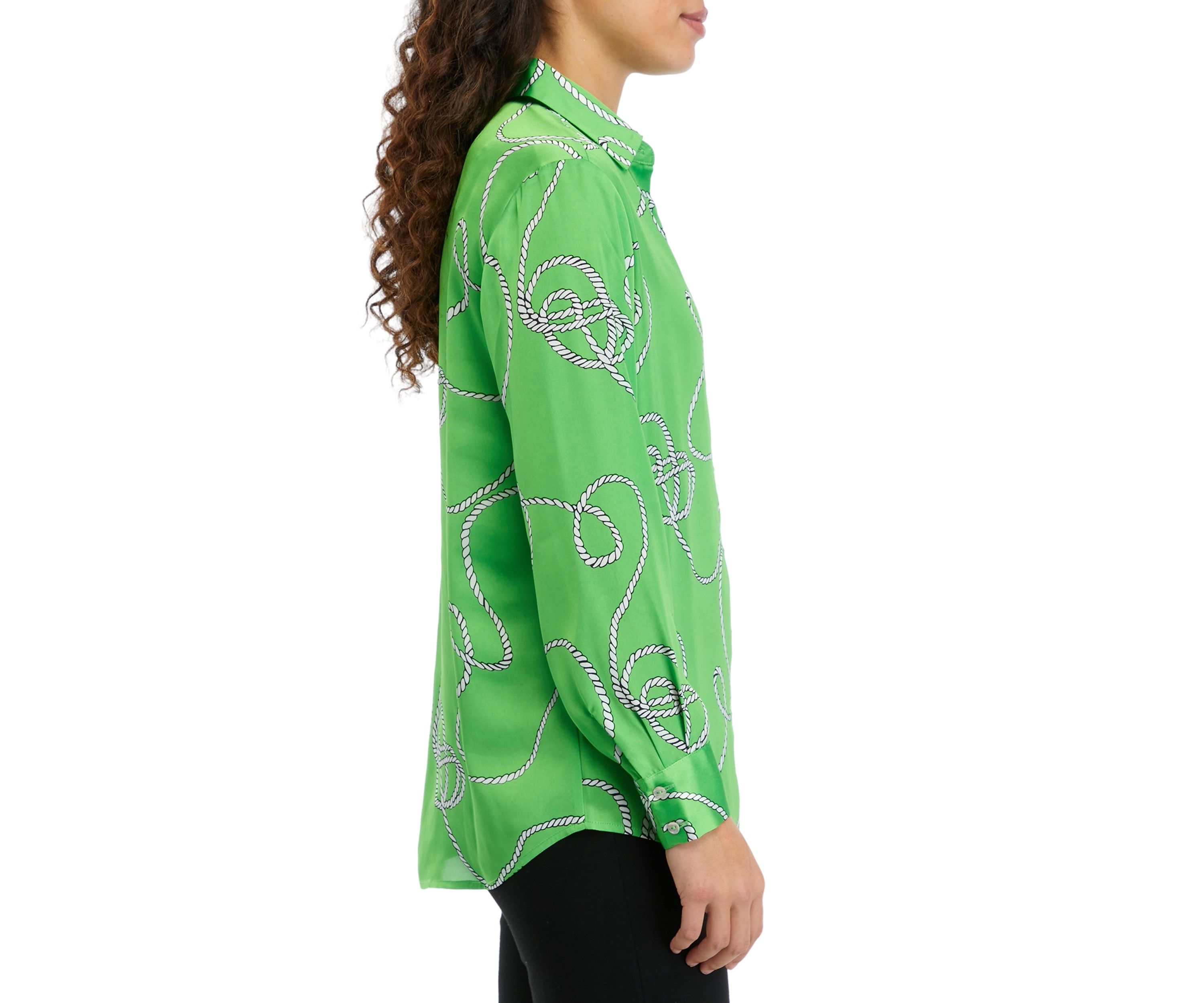 Petite Printed Button Down Blouse
