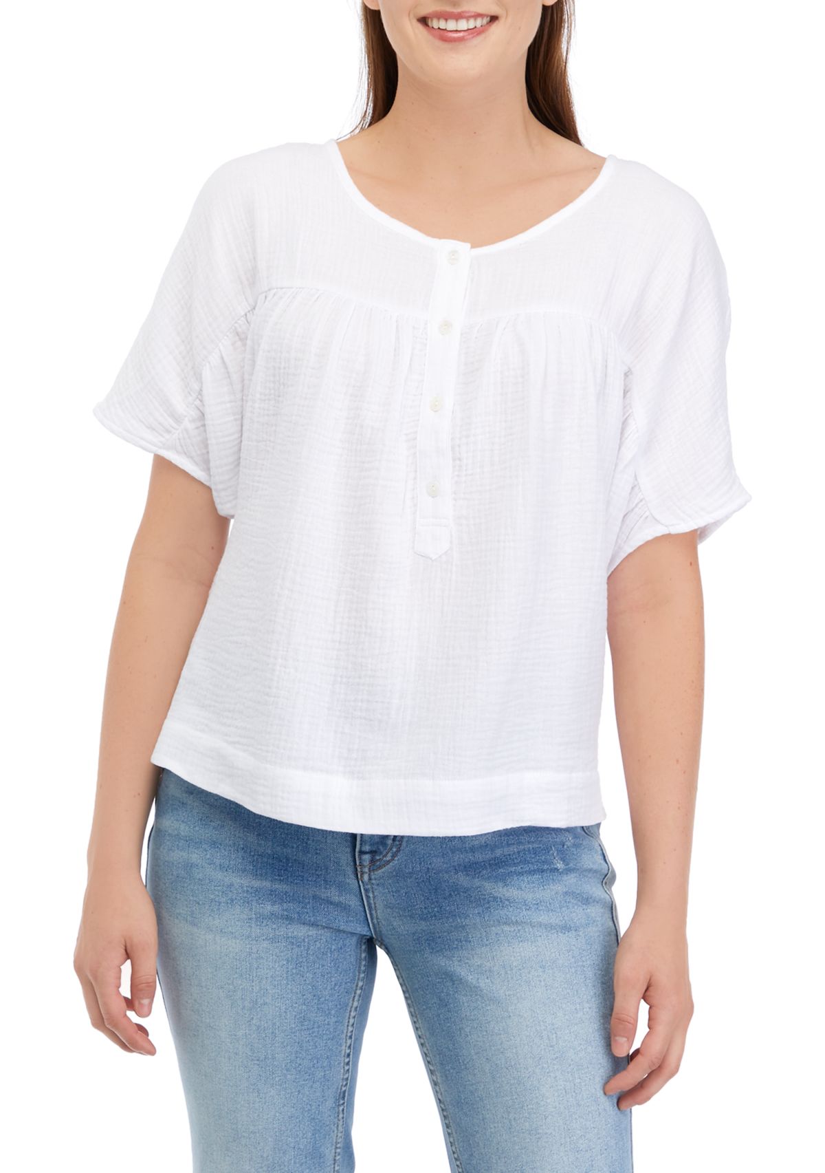 Womens Dolman Sleeve Henley Shirt 