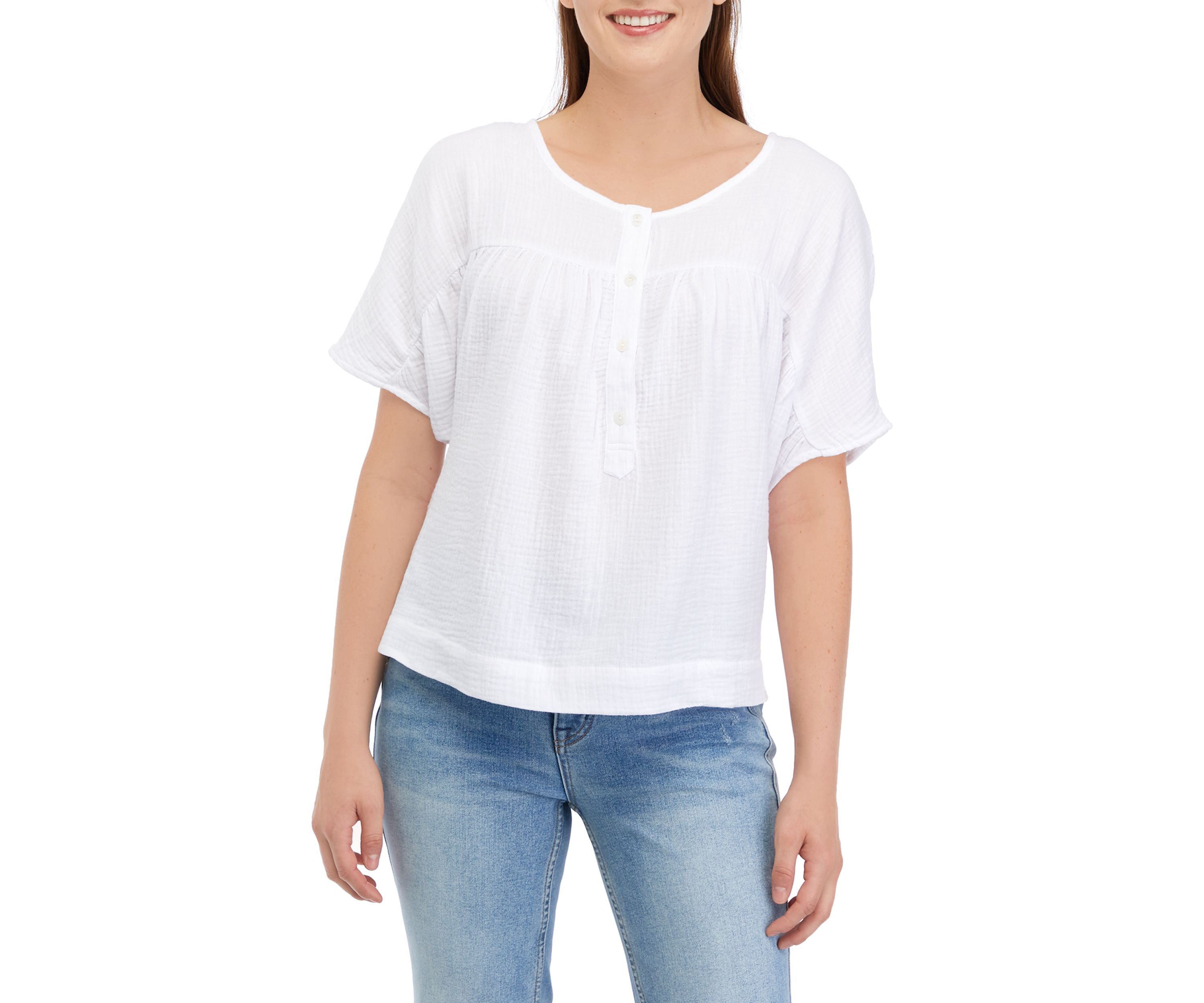 Womens Dolman Sleeve Henley Shirt 