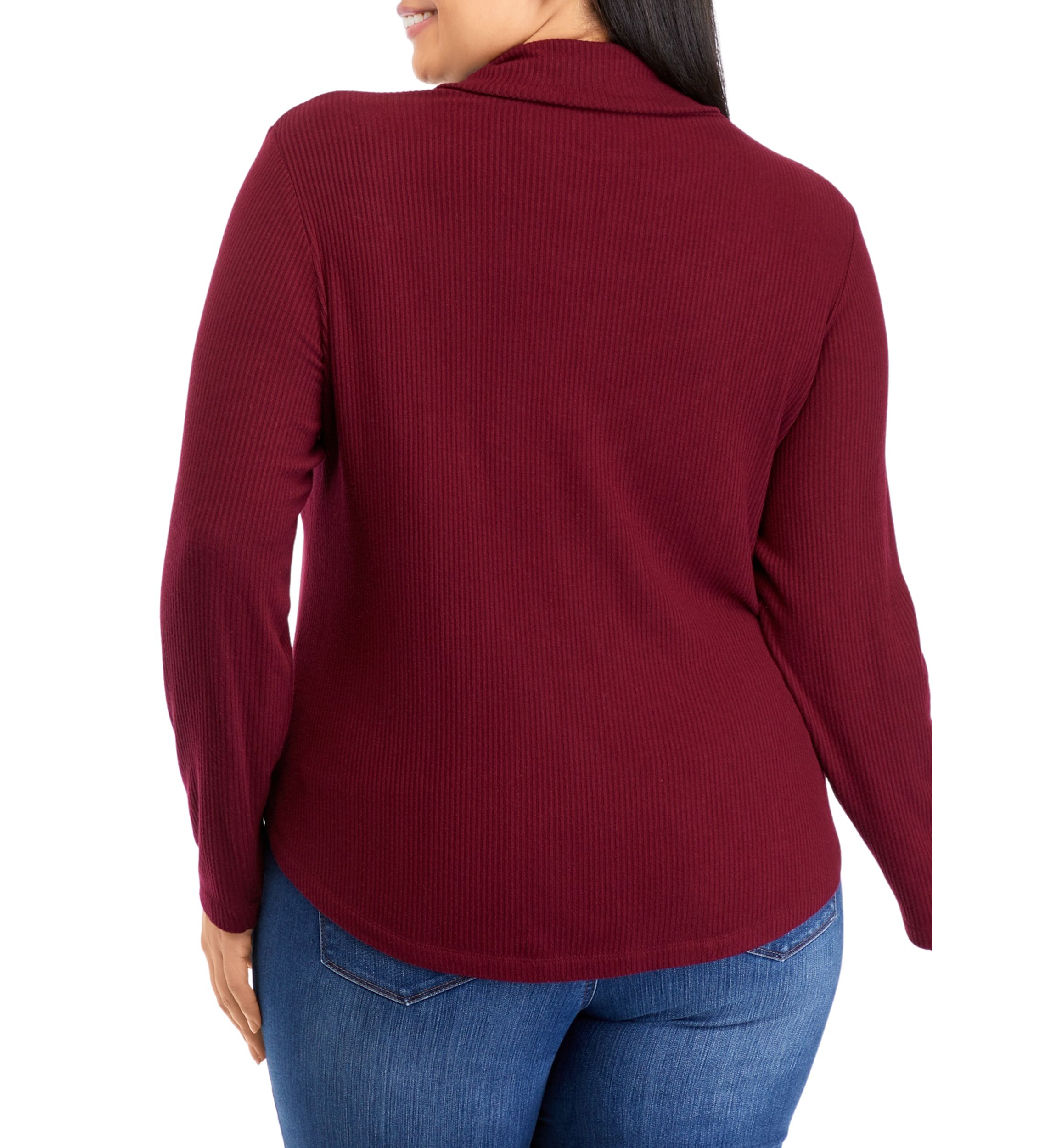 Plus Size Long Sleeve Asymmetrical Drape Neck Top