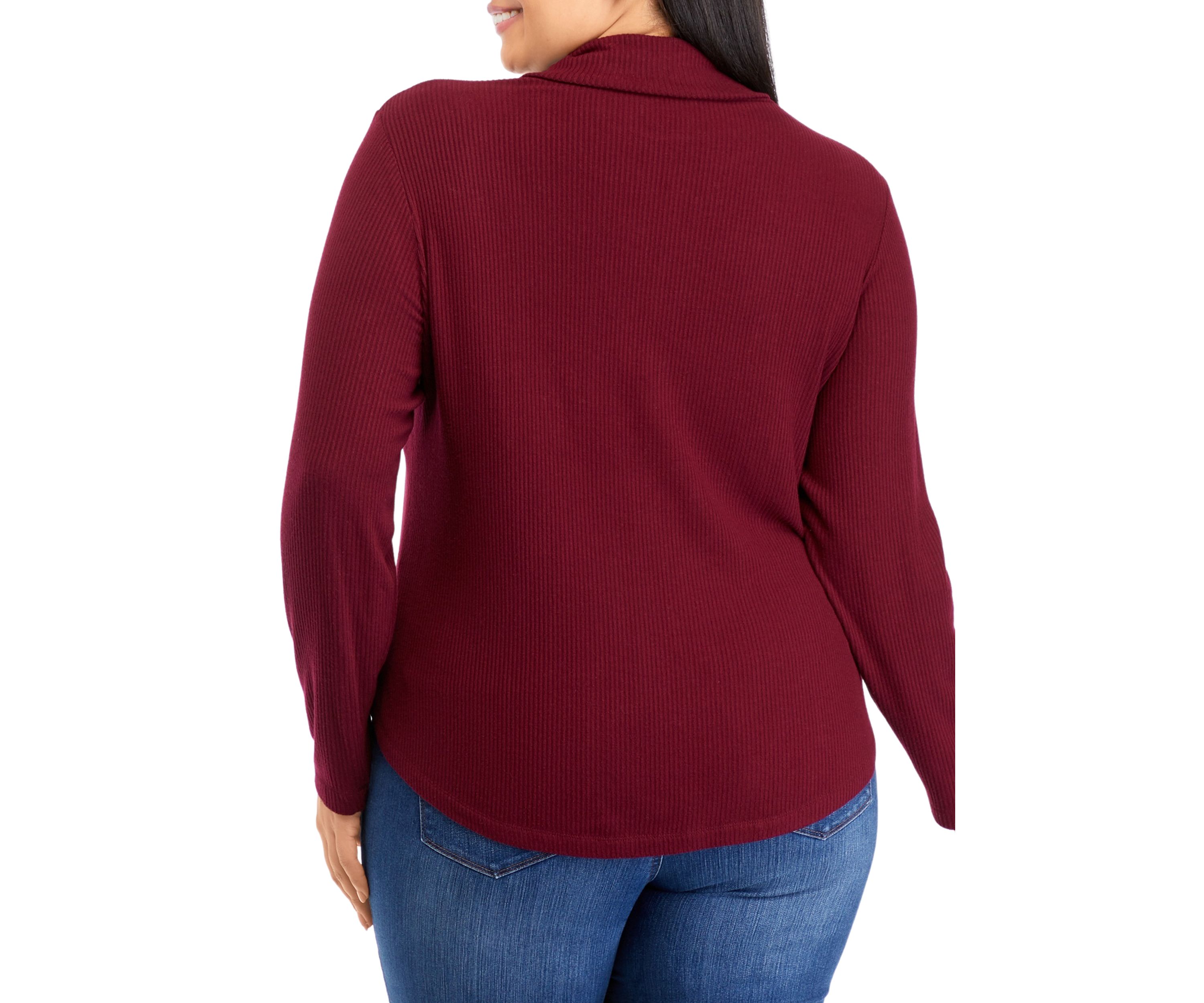 Plus Size Long Sleeve Asymmetrical Drape Neck Top