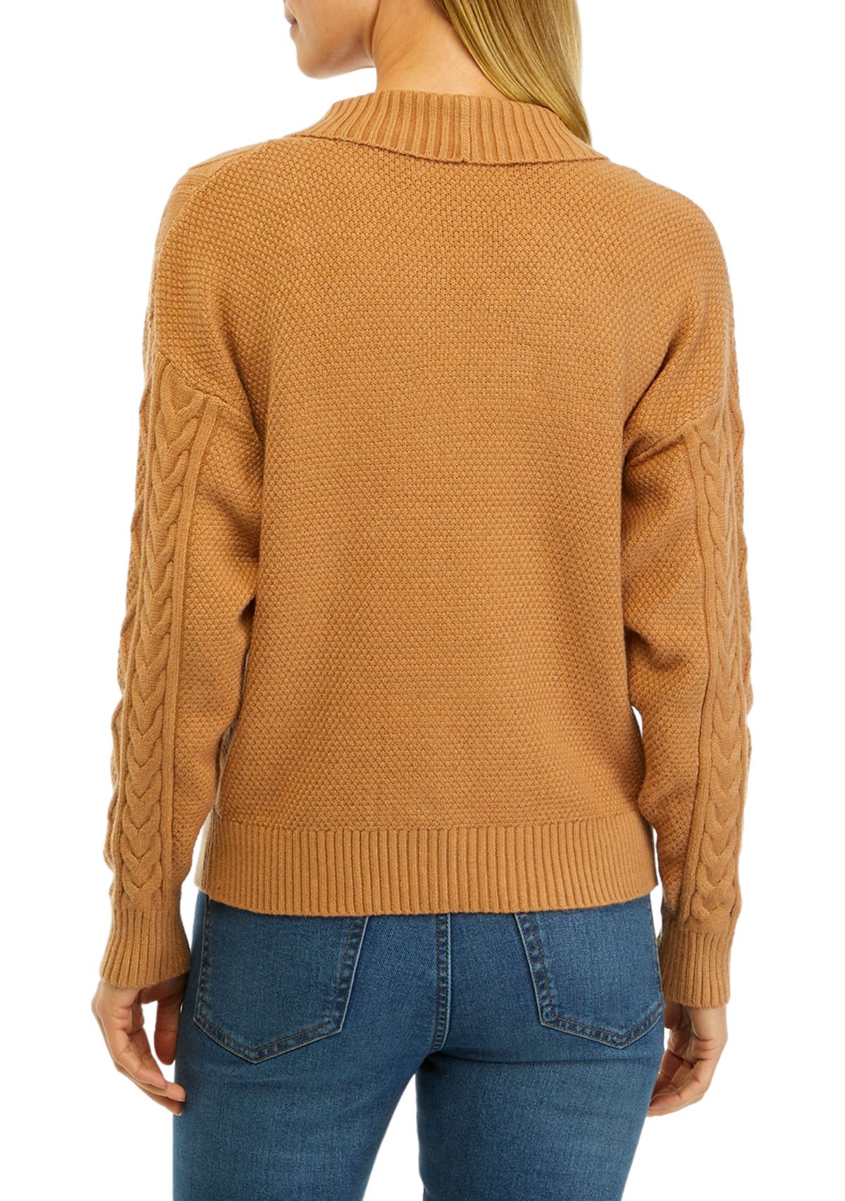 Womens Long Sleeve Double Breasted Cable Knit Cardigan