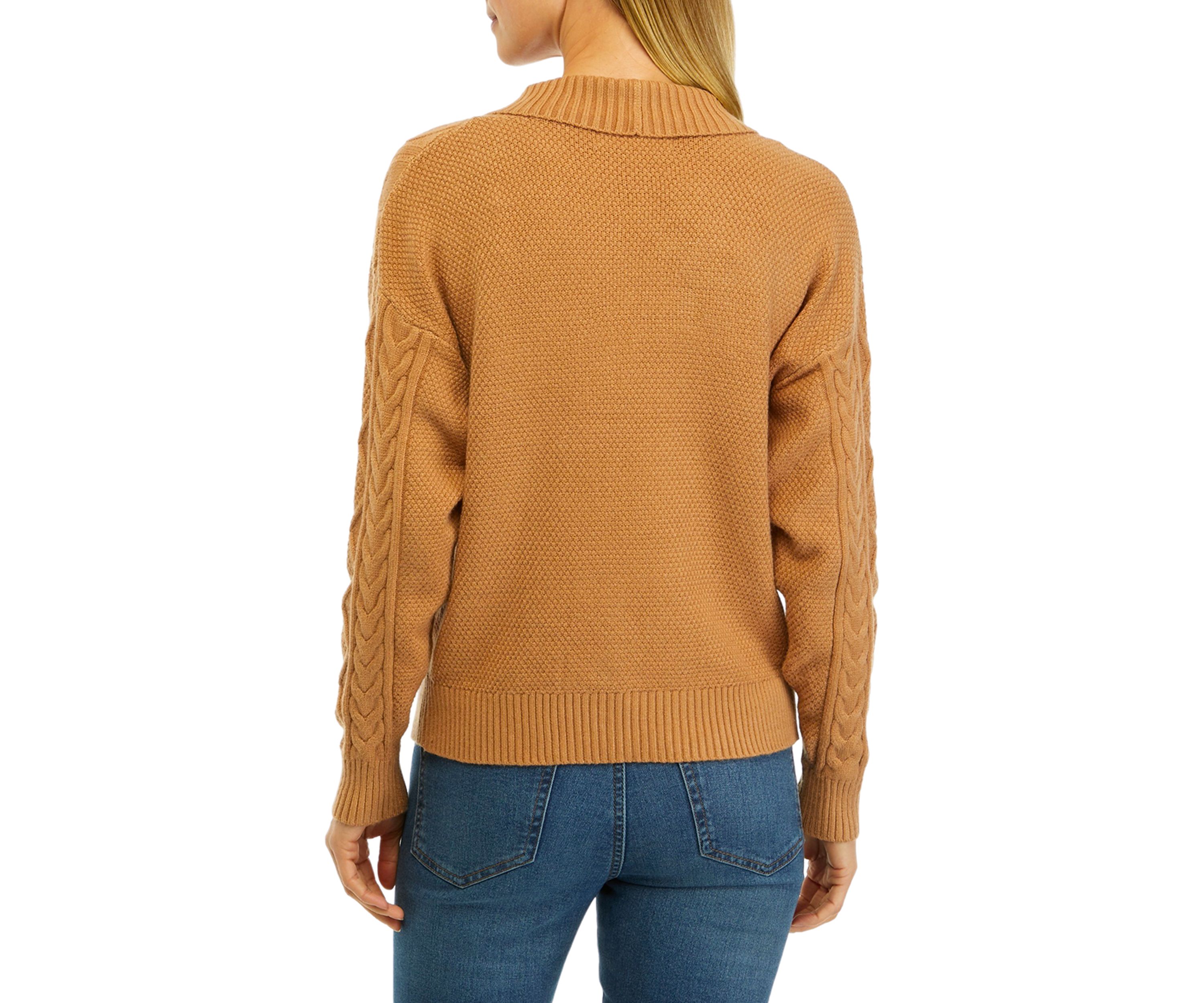 Womens Long Sleeve Double Breasted Cable Knit Cardigan