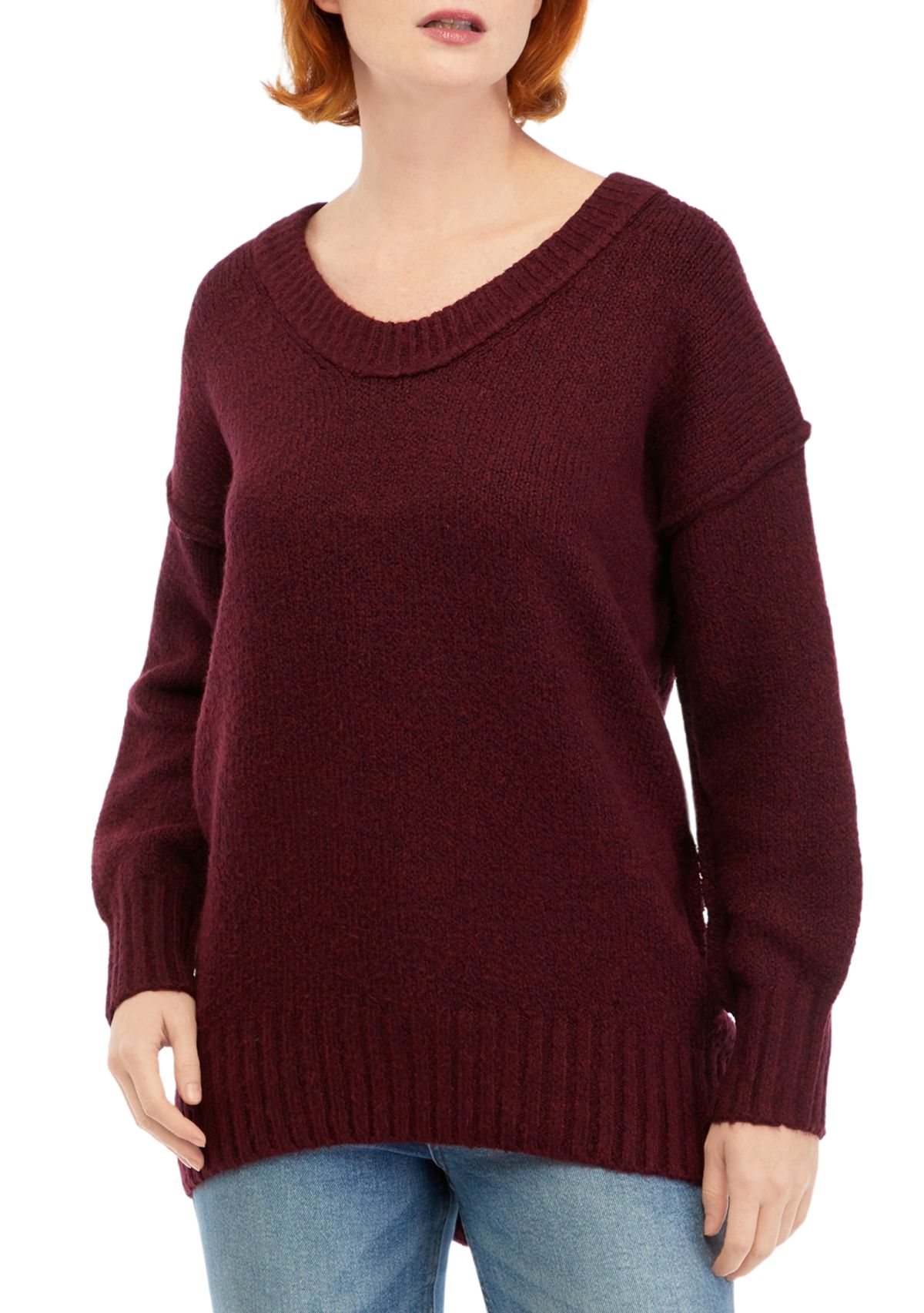 Womens Long Sleeve Boucle Sweater