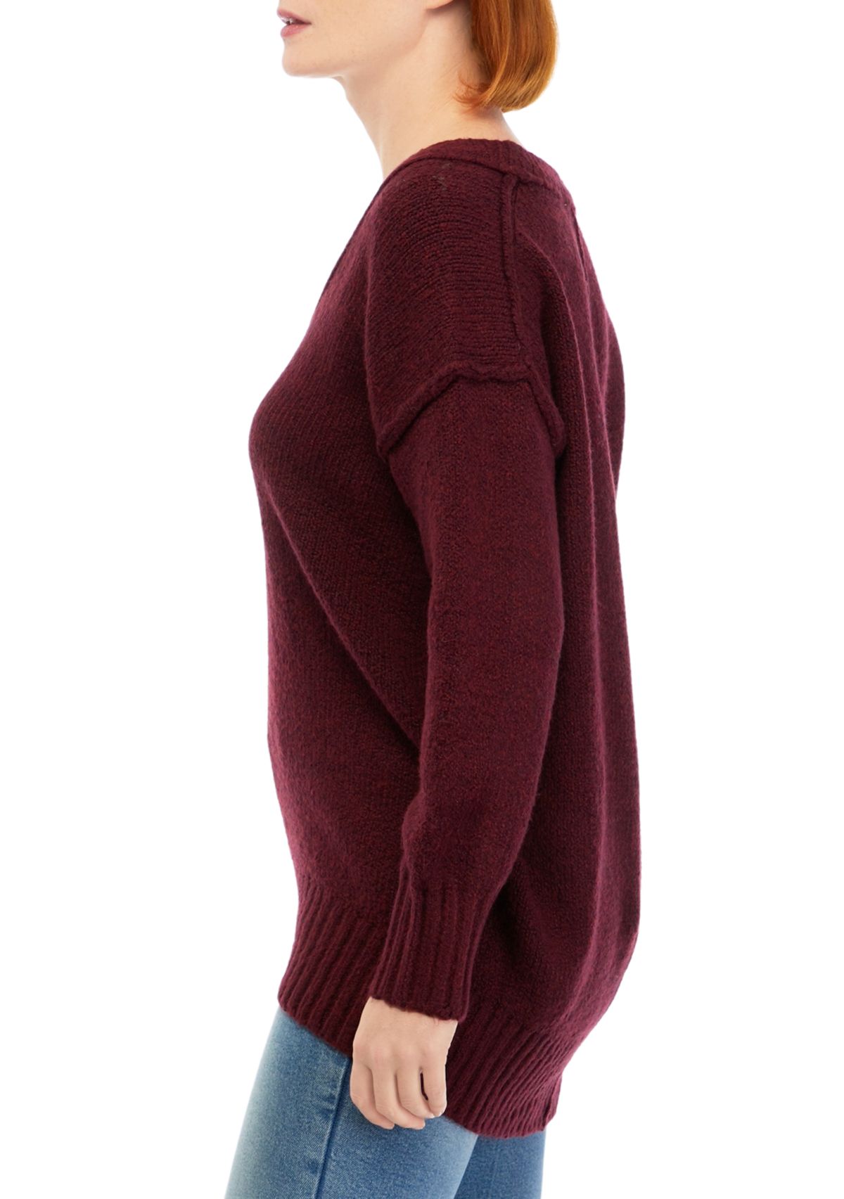 Womens Long Sleeve Boucle Sweater