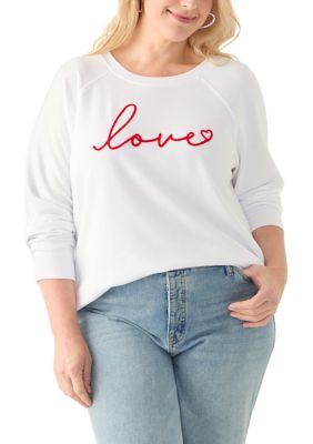 PHILOSOPHY BY REPUBLIC Women's Love Raglan Sweatshirt, 3X