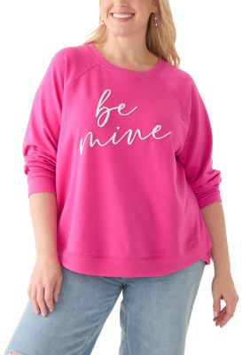 PHILOSOPHY BY REPUBLIC Women's Plus Size Be Mine Raglan Sweatshirt, Fuchsia, 3X