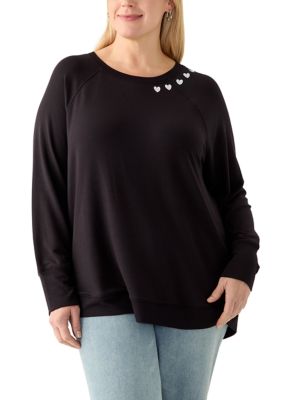 PHILOSOPHY BY REPUBLIC Women's Plus Size Heart Neckline Sweatshirt, 3X