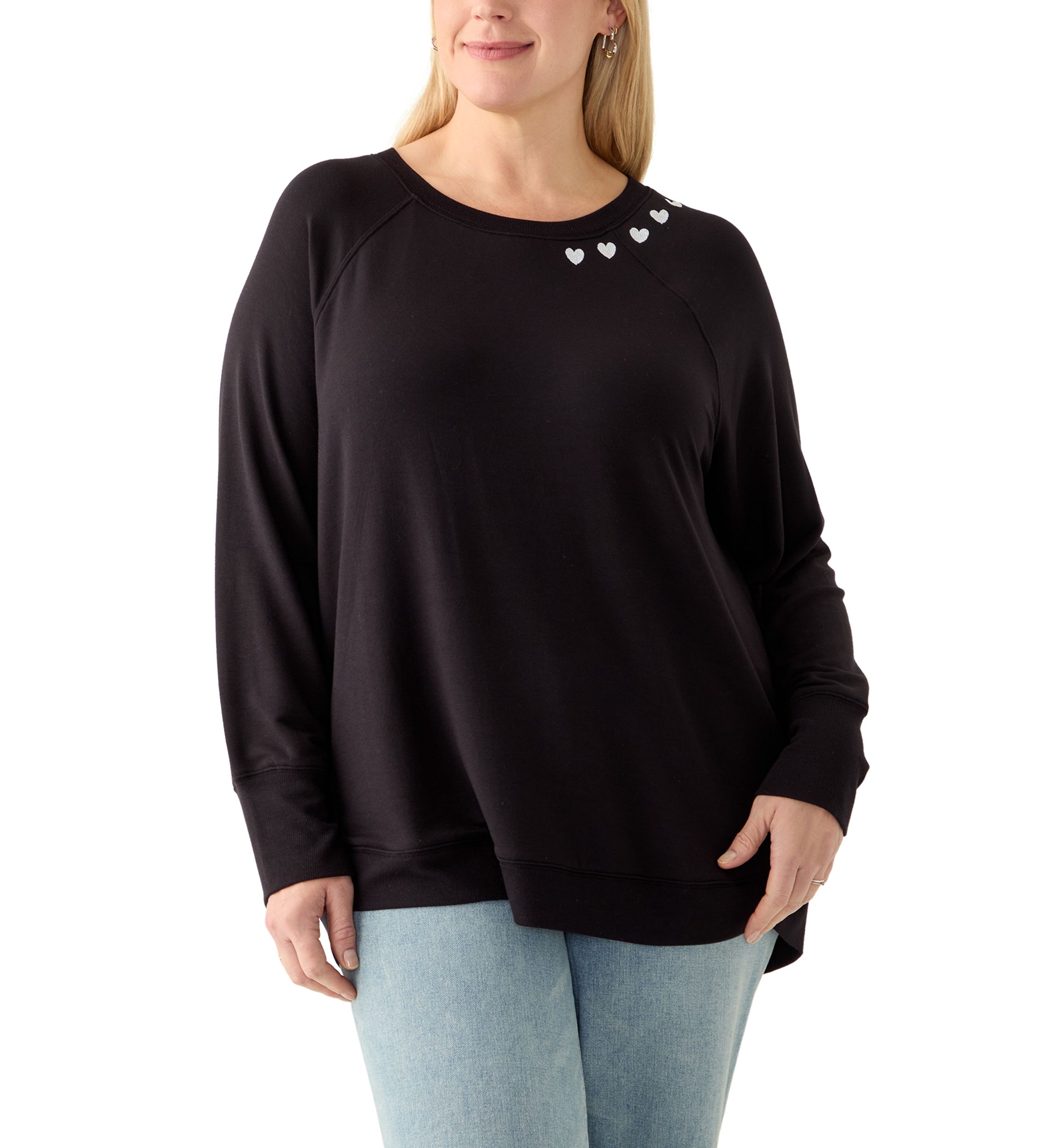 Plus Size Heart Neckline Sweatshirt 