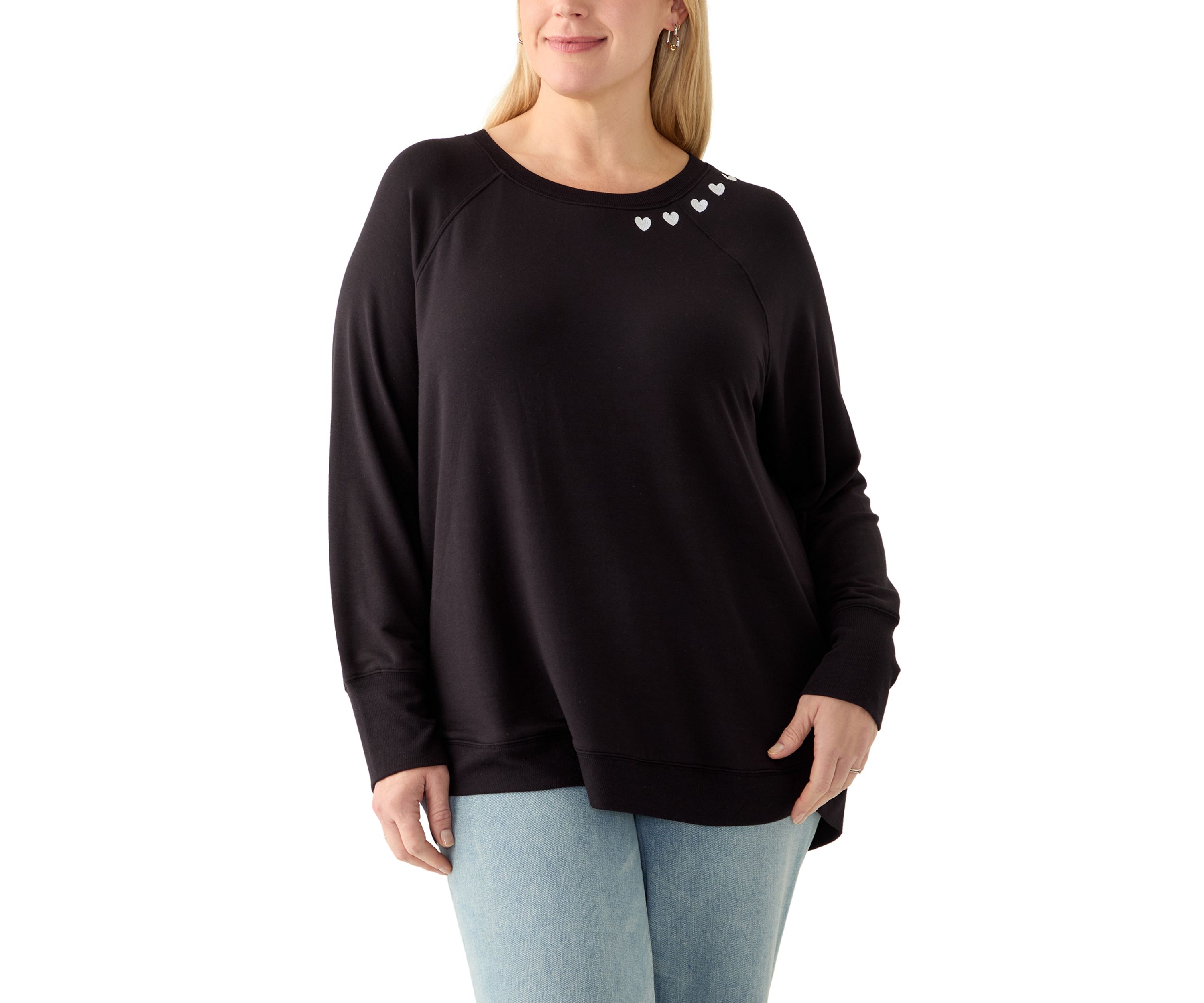 Plus Size Heart Neckline Sweatshirt 