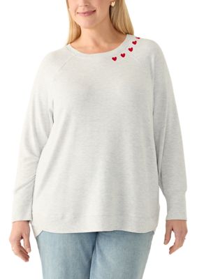 PHILOSOPHY BY REPUBLIC Women's Plus Size Heart Neckline Sweatshirt, 3X