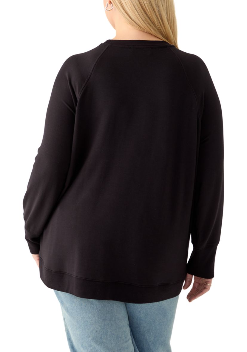 Plus Size Heart Neckline Sweatshirt 