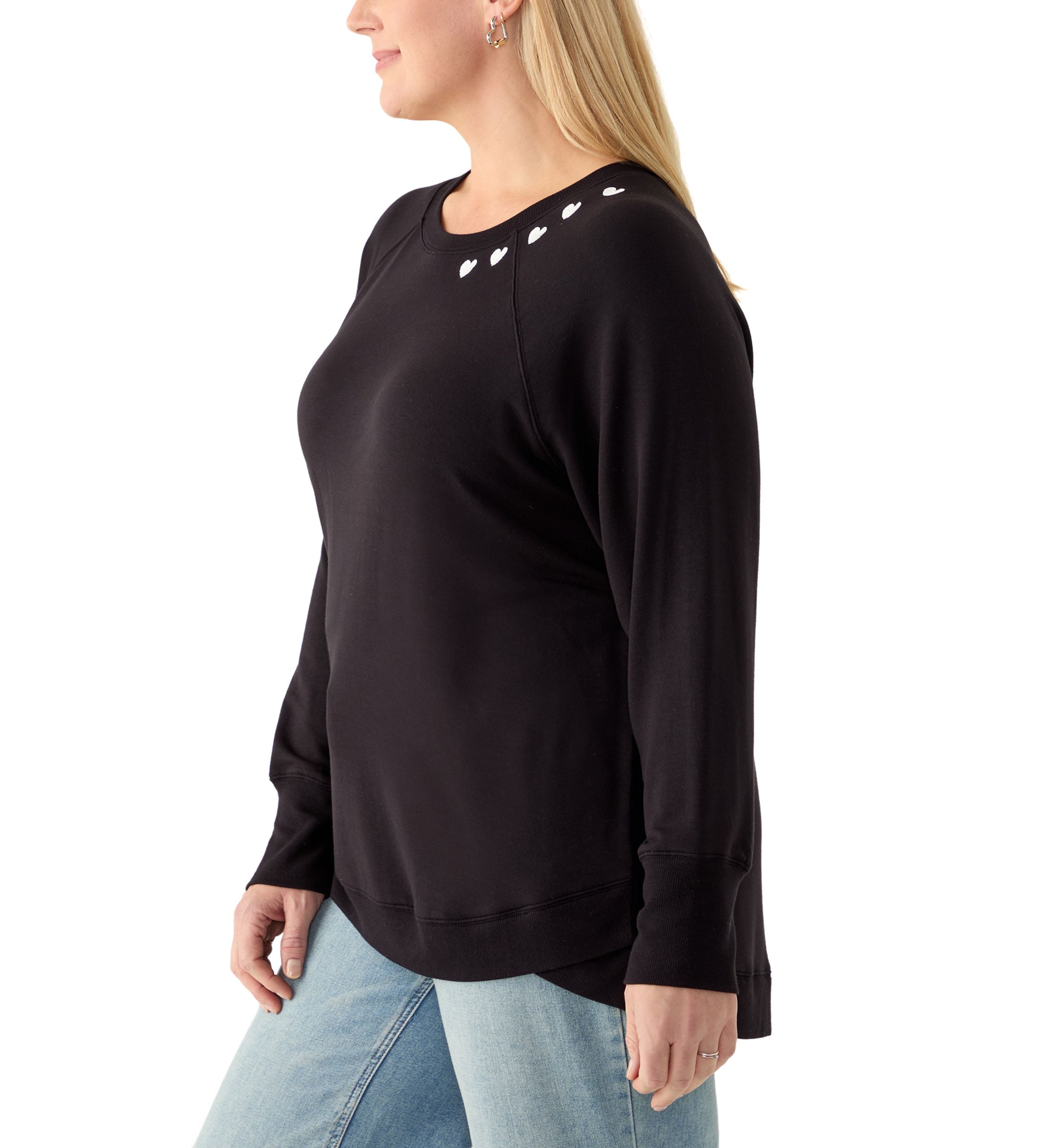 Plus Size Heart Neckline Sweatshirt 