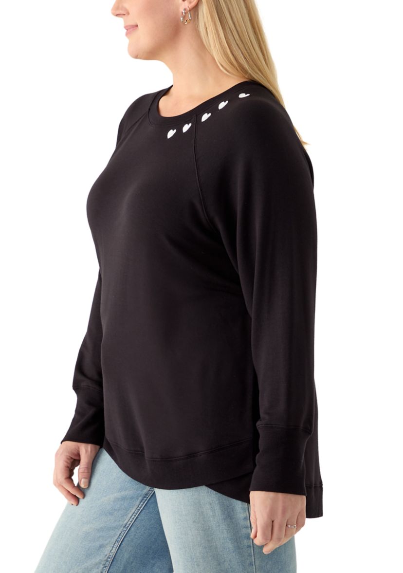 Plus Size Heart Neckline Sweatshirt 