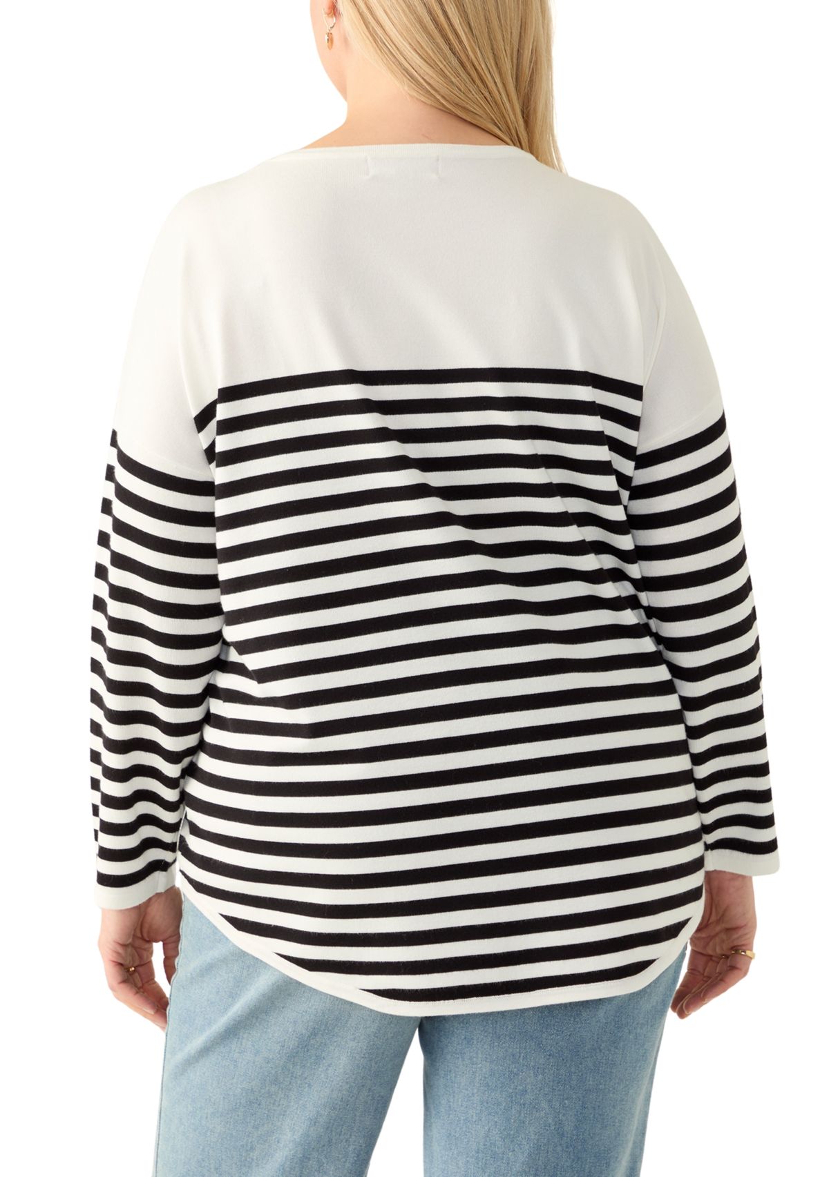 Plus Size Heart Intarsia Stripe Sweater 