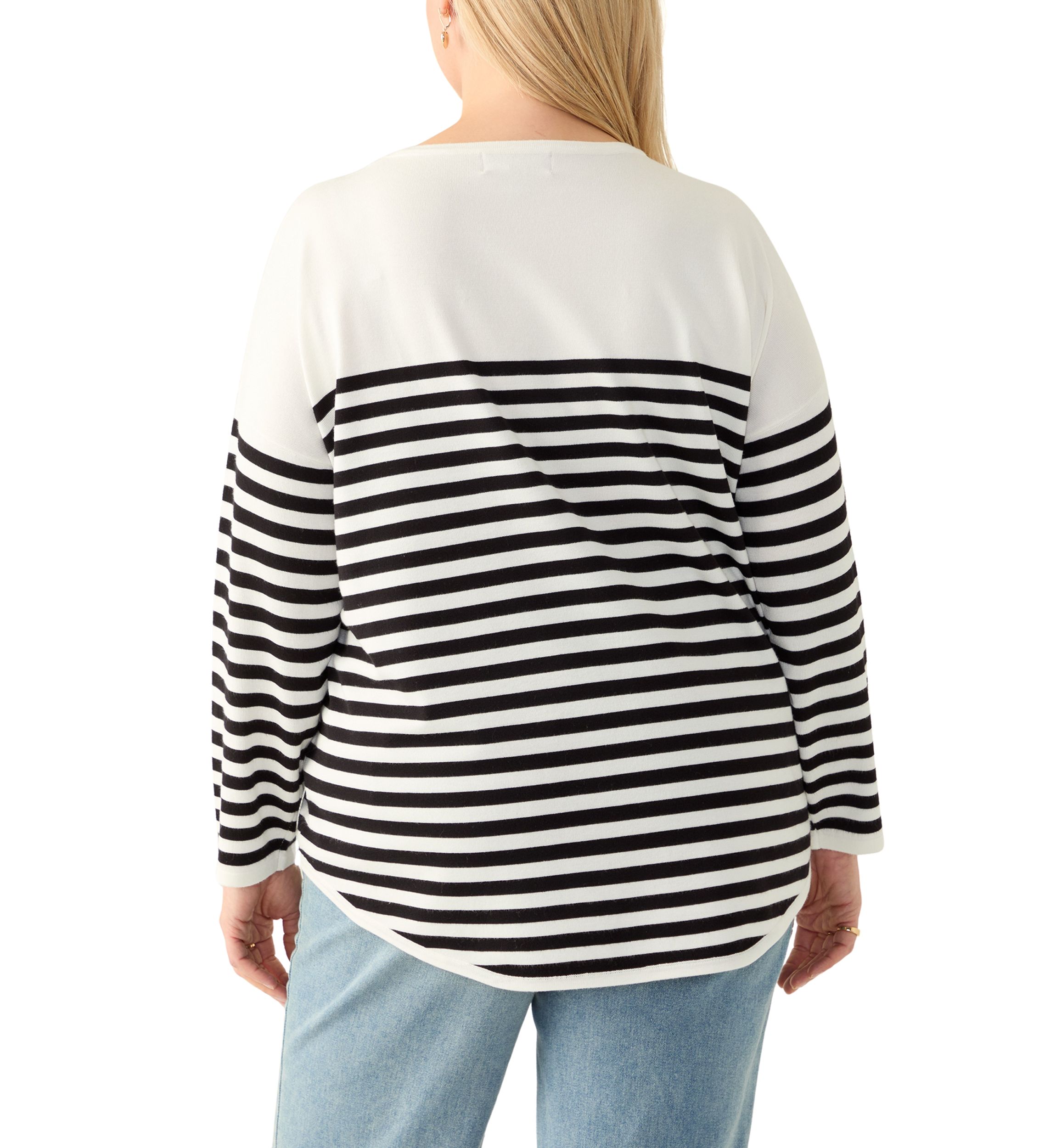 Plus Size Heart Intarsia Stripe Sweater 