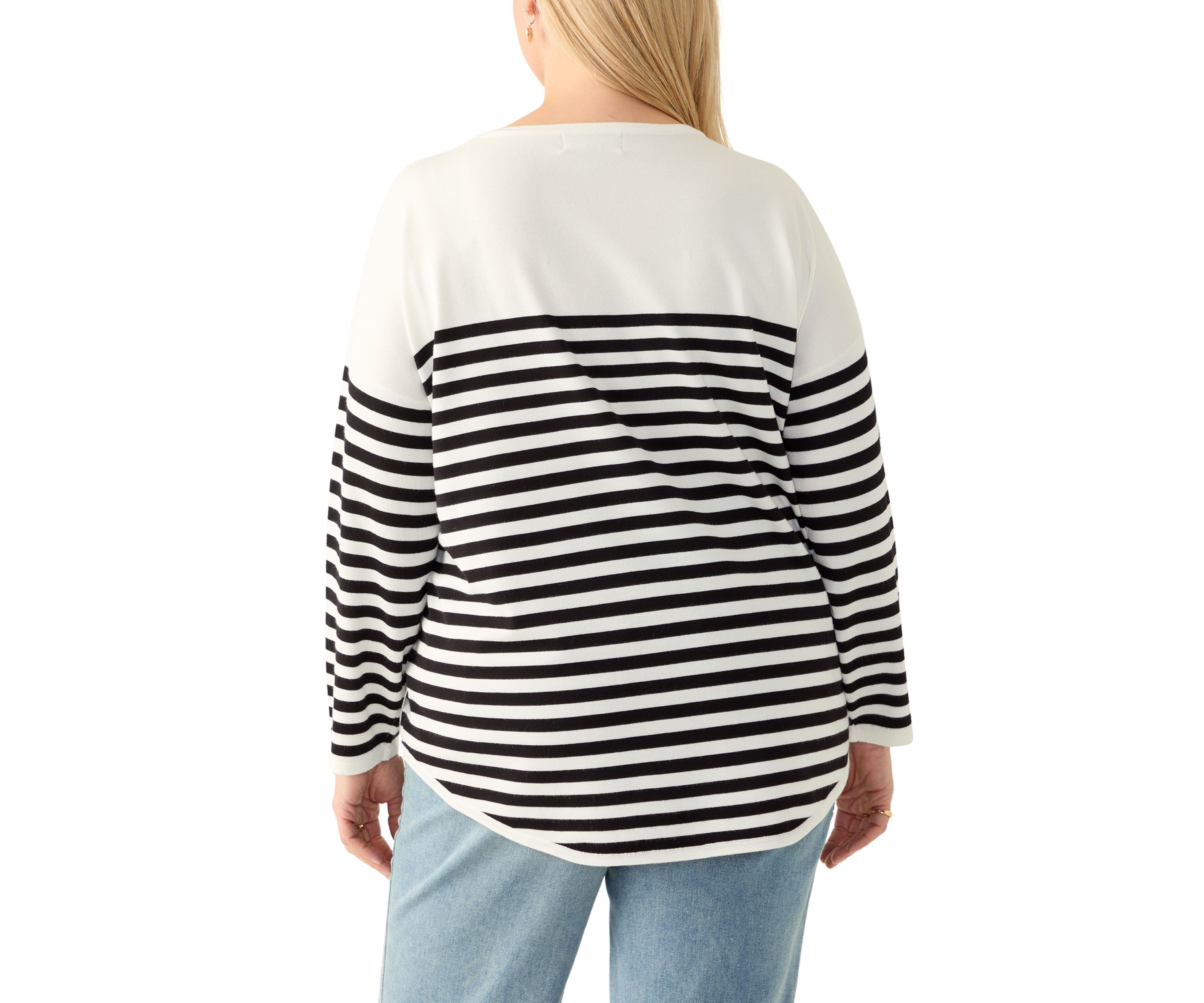 Plus Size Heart Intarsia Stripe Sweater 