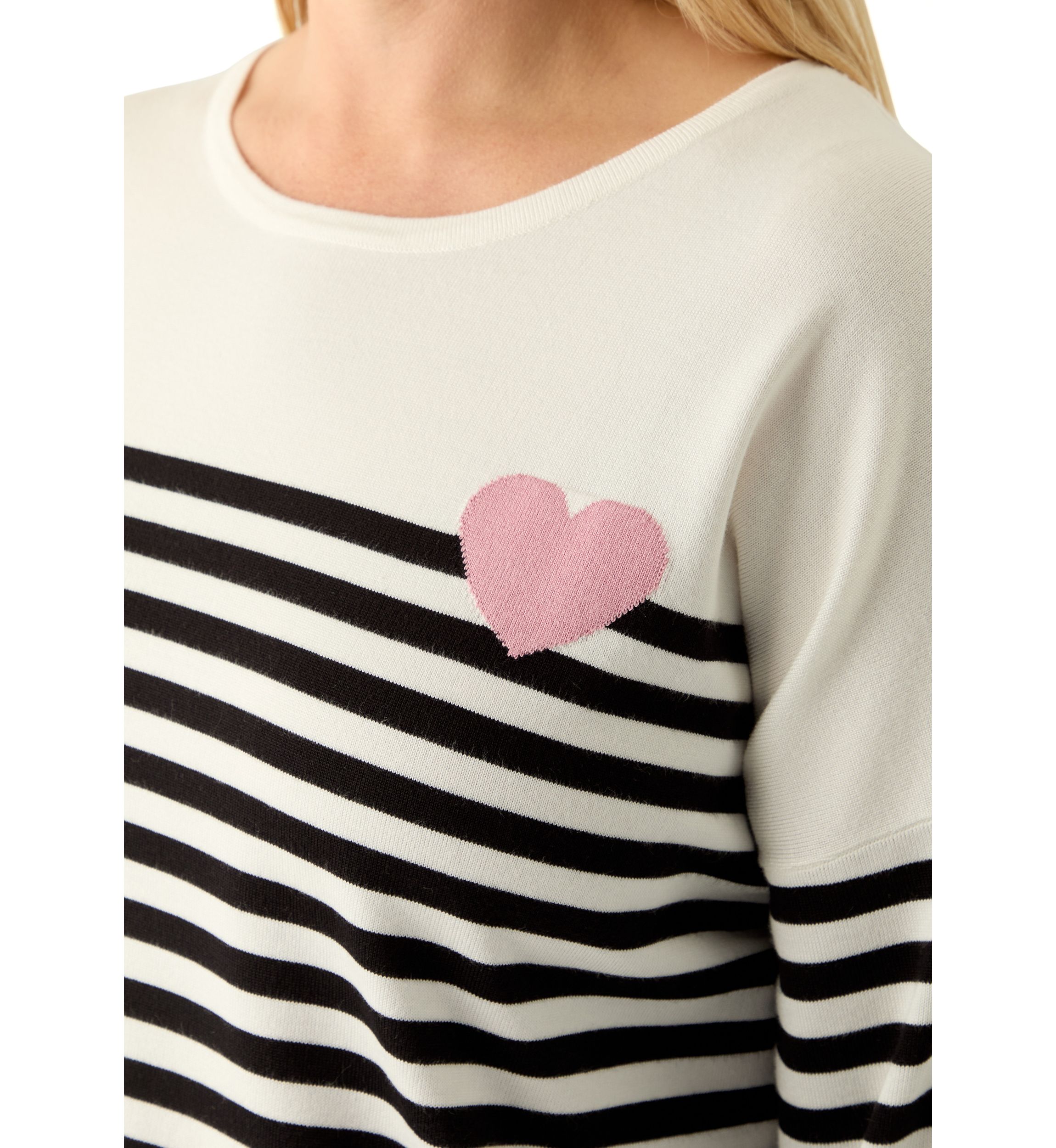 Plus Size Heart Intarsia Stripe Sweater 